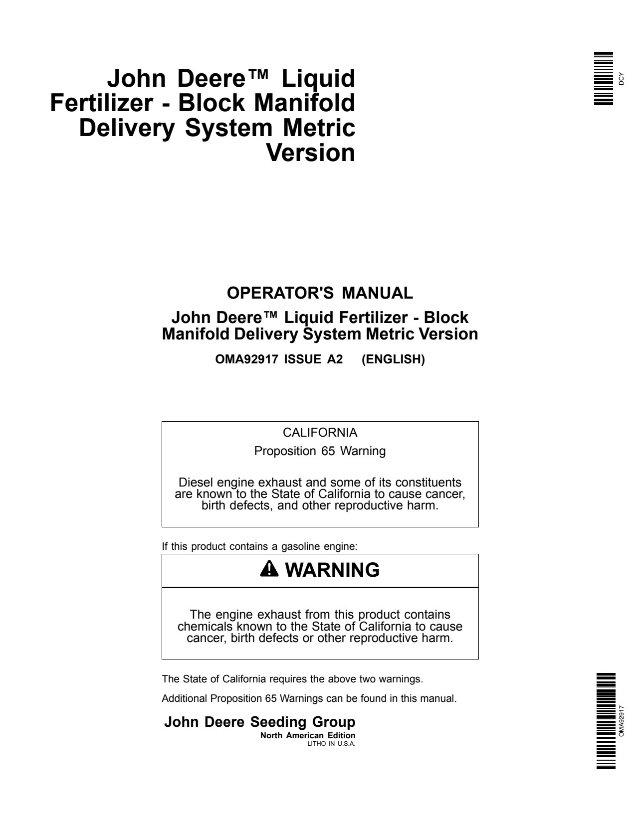 John Deere 1770NT 1790 Liquid Fertilizer Applicator Operator Manual OMA92917 1 John Deere 1770NT 1790 Liquid Fertilizer Applicator Operator Manual OMA92917