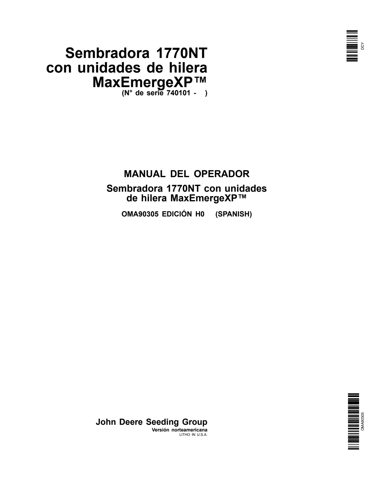 John Deere 1770NT Drawn Planter Operator Manual OMA90305 ES 1 John Deere 1770NT Drawn Planter Operator Manual OMA90305 ES