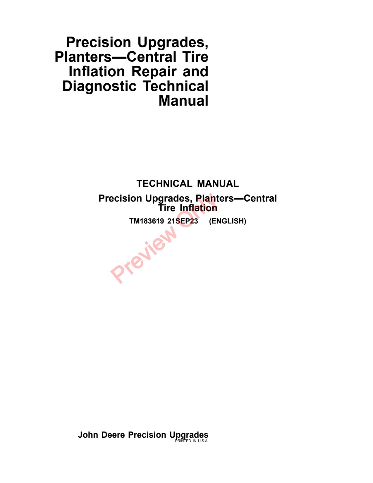 John Deere 1775NT 12ROW 16ROW 24ROW 1795 Planter Diagnostic Repair Technical Manual TM183619 1 John Deere 1775NT 12ROW 16ROW 24ROW 1795 Planter Diagnostic Repair Technical Manual TM183619