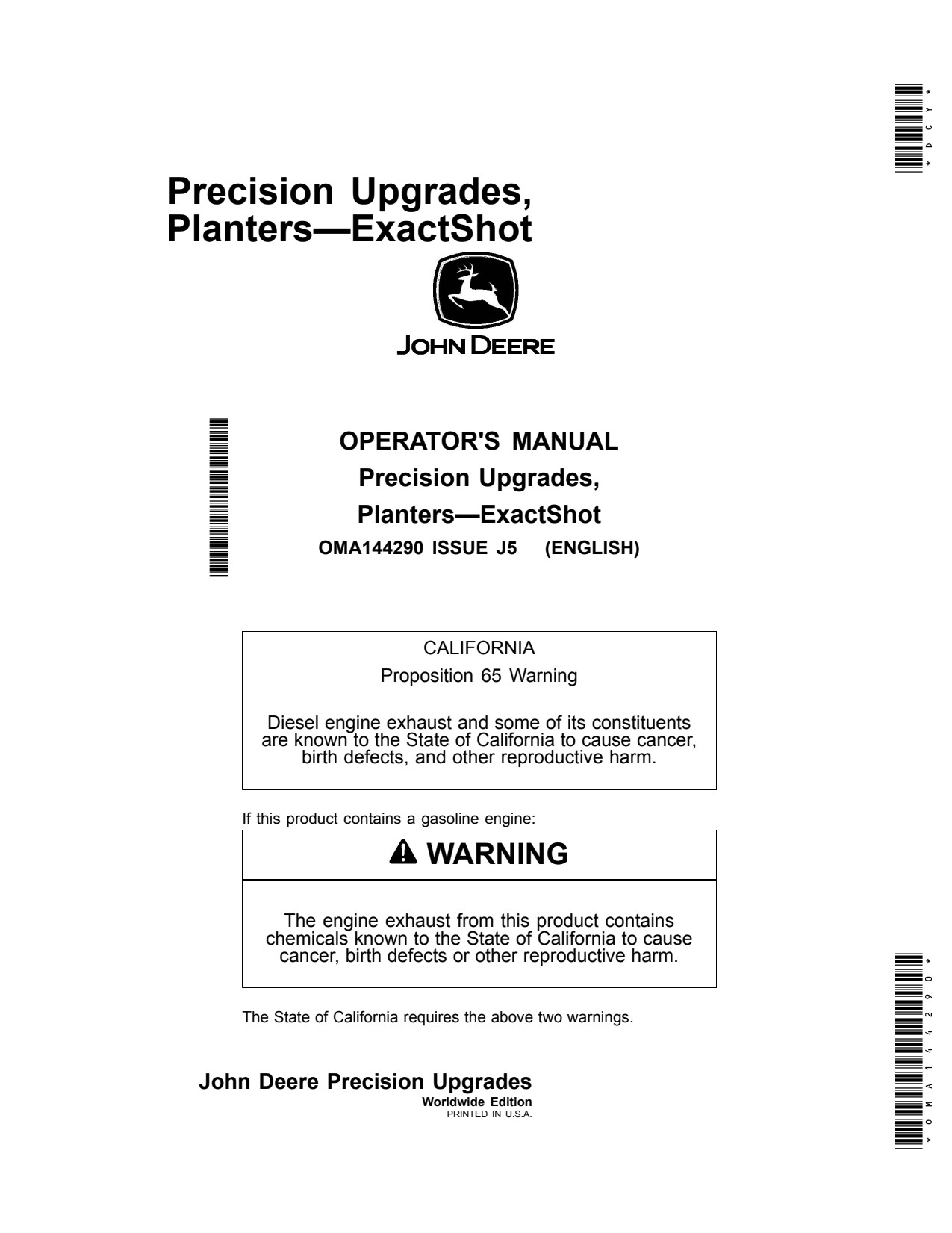 John Deere 1775NT 12ROW 16Row 24Row 1795 DB60 Planter Operator Manual OMA144290 1 John Deere 1775NT 12ROW 16Row 24Row 1795 DB60 Planter Operator Manual OMA144290