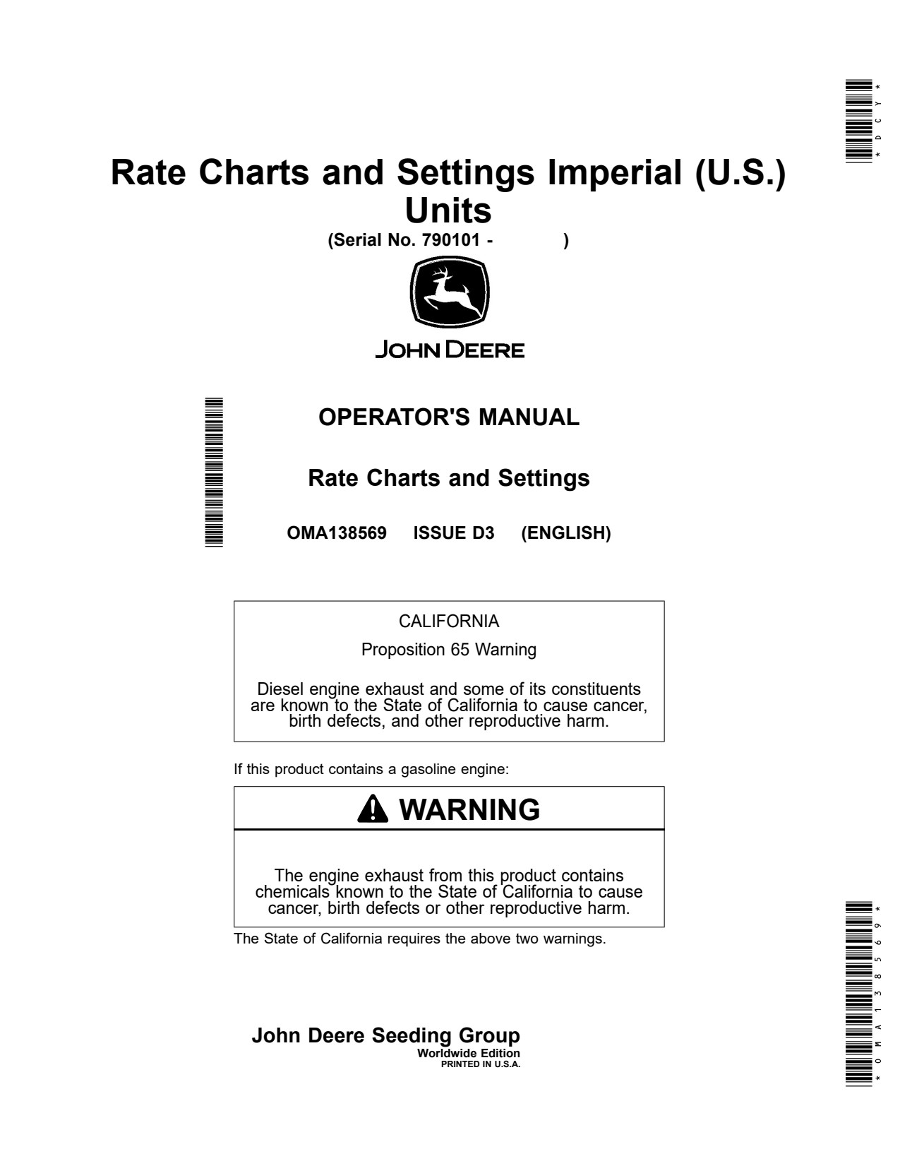 John Deere 1775NT 12ROW 1765 1775 24ROW 1795 1765NT 1705 16ROW 1715 to 1735 Planter Operator Manual OMA138569 1 John Deere 1775NT 12ROW 1765 1775 24ROW 1795 1765NT 1705 16ROW 1715 to 1735 Planter Operator Manual OMA138569