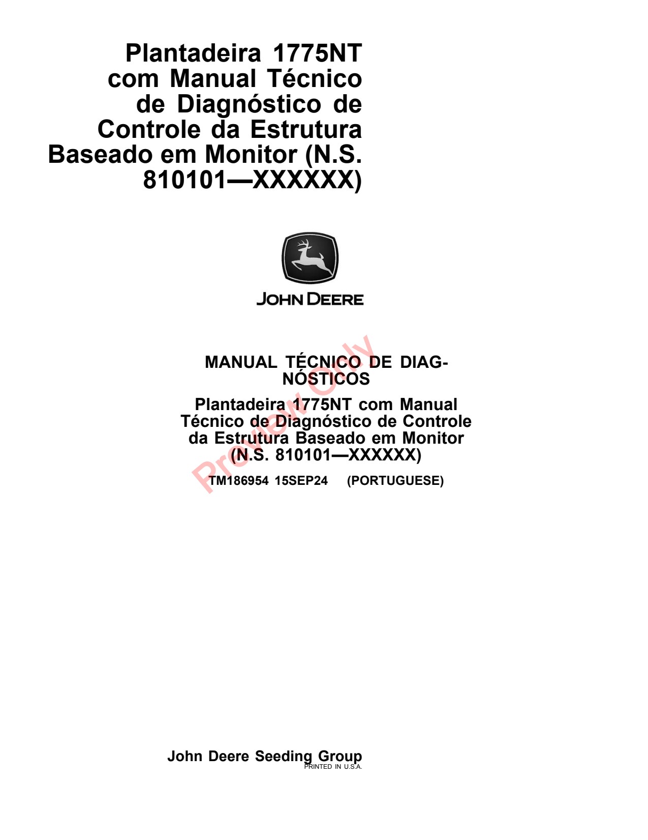 John Deere 1775NT 12Row 16Row 24Row Monitor Display System Diagnostic Technical Manual TM186954 PT 1 John Deere 1775NT 12Row 16Row 24Row Monitor Display System Diagnostic Technical Manual TM186954 PT