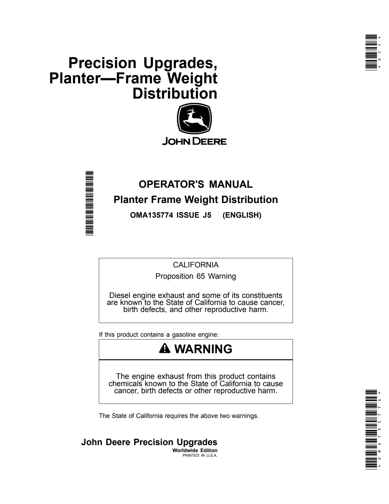 John Deere 1775NT 24ROW DB60 24 Row 36 47 48 Planter Operator Manual OMA135774 1 John Deere 1775NT 24ROW DB60 24 Row 36 47 48 Planter Operator Manual OMA135774