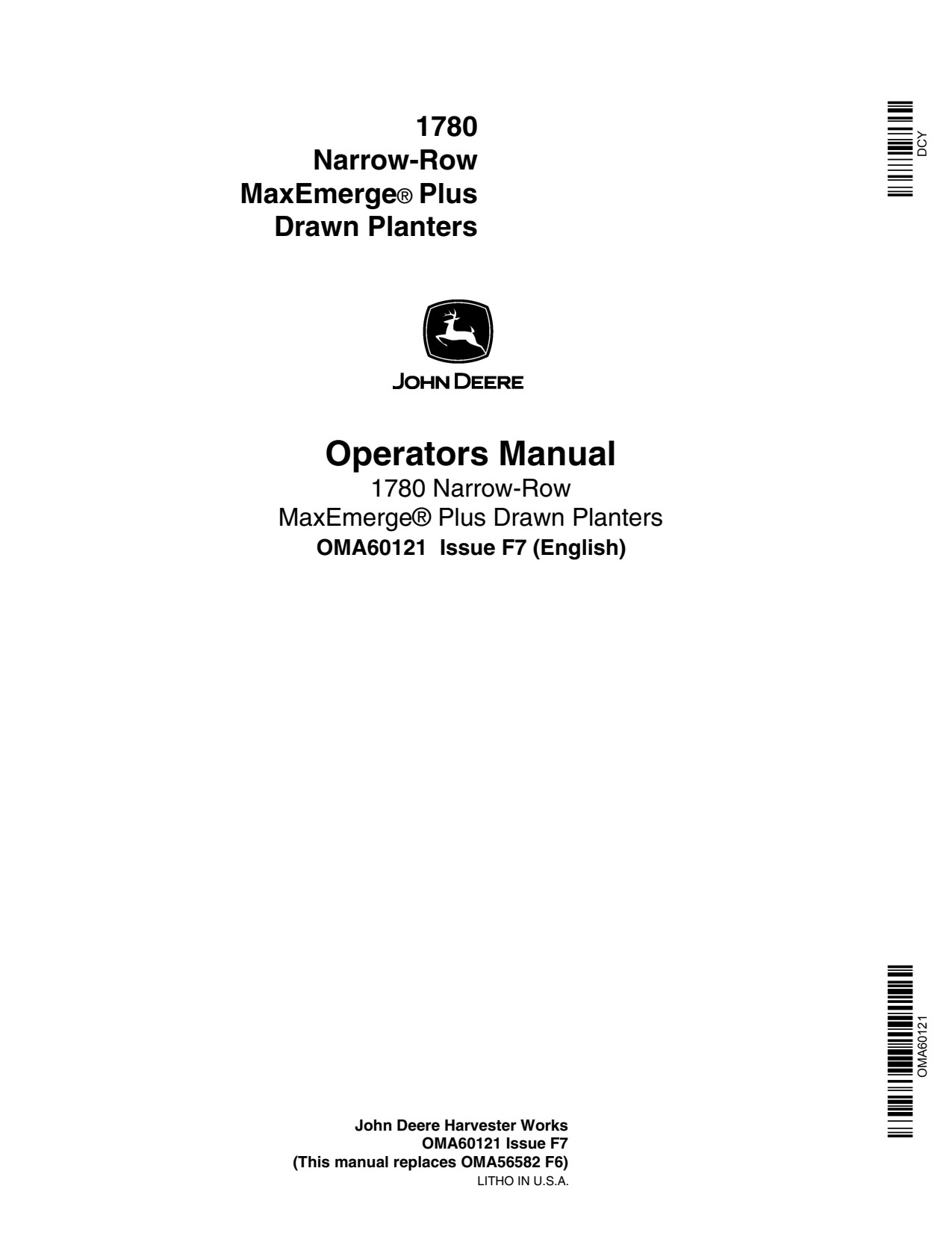John Deere 1780 Plus Drawn Planter Operator Manual OMA60121 1 John Deere 1780 Plus Drawn Planter Operator Manual OMA60121