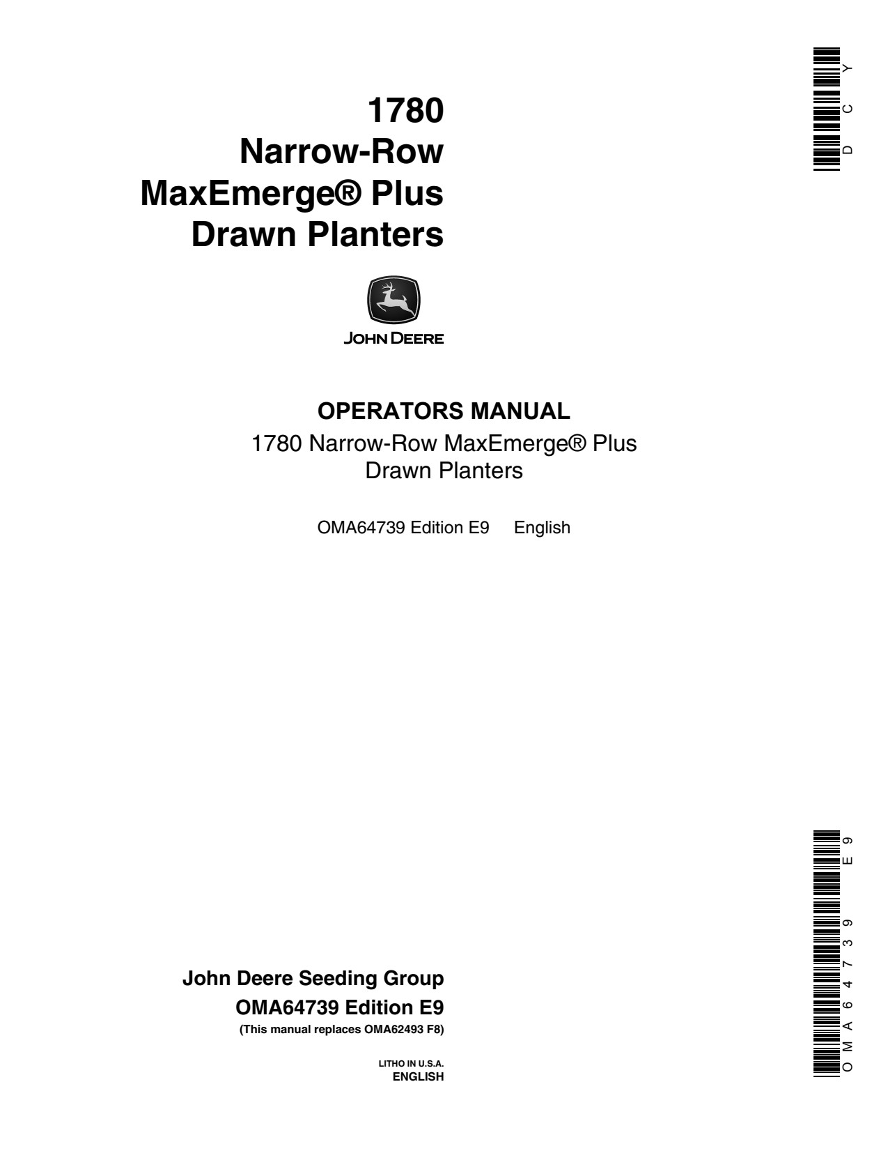 John Deere 1780 Plus Drawn Planter Operator Manual OMA64739 1 John Deere 1780 Plus Drawn Planter Operator Manual OMA64739