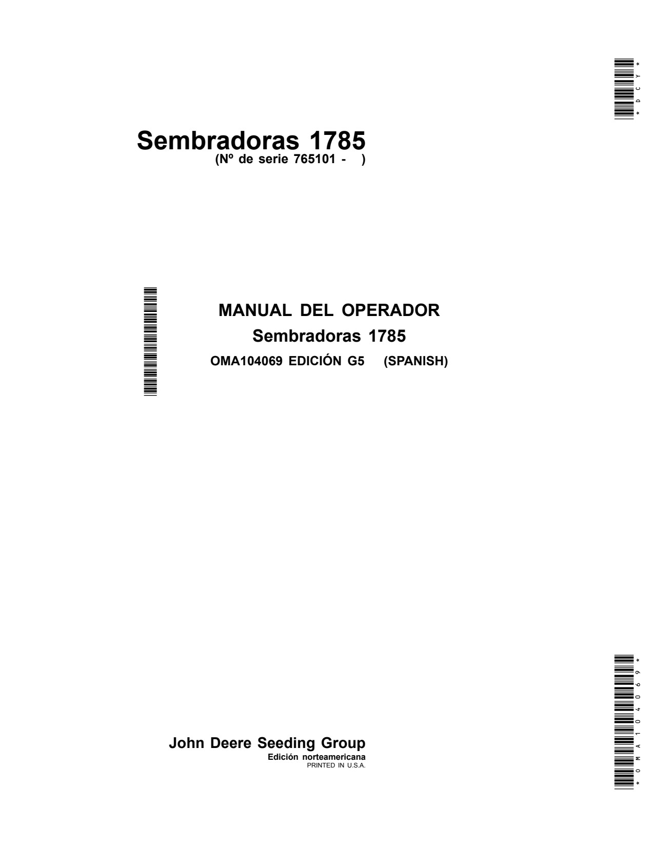 John Deere 1785 Planter Operator Manual OMA104069 ES 1 John Deere 1785 Planter Operator Manual OMA104069 ES