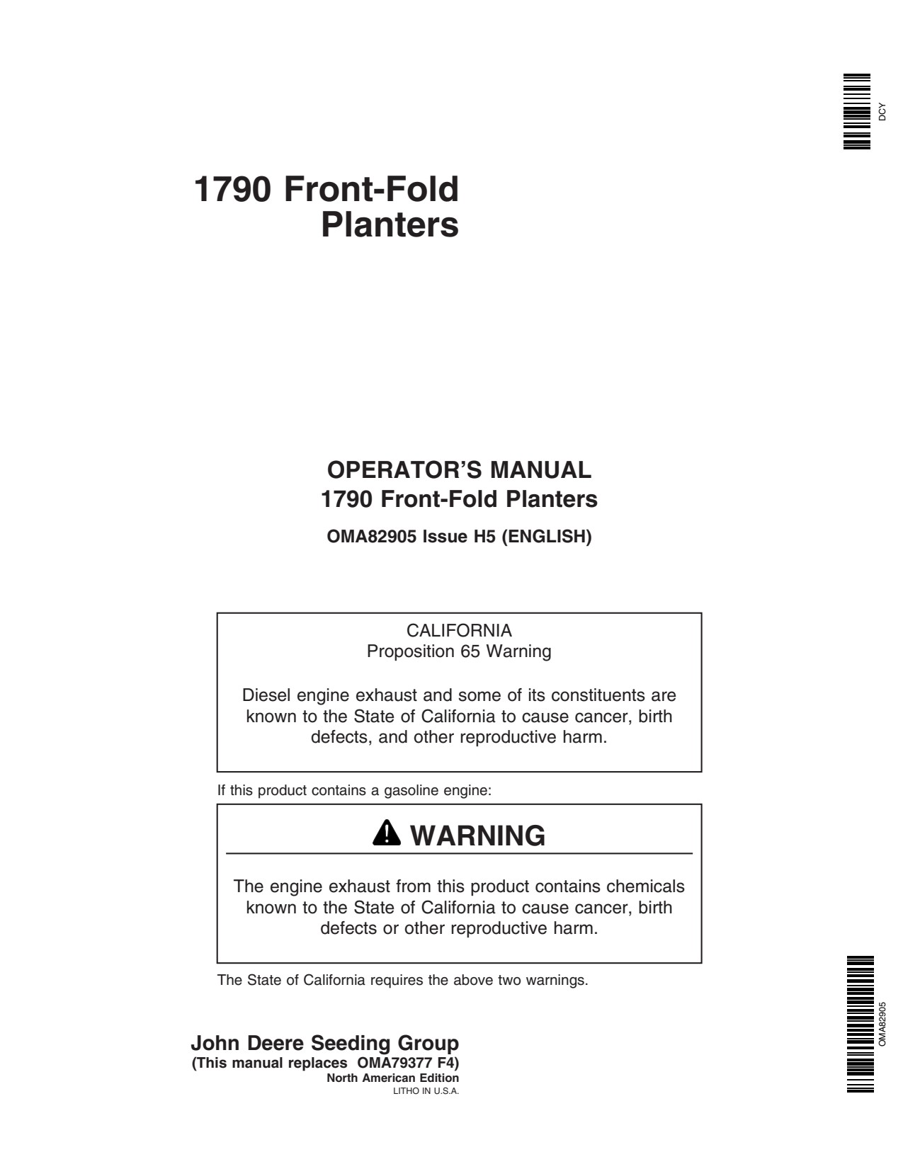 John Deere 1790 Drawn Planter Operator Manual OMA82905 1 John Deere 1790 Drawn Planter Operator Manual OMA82905