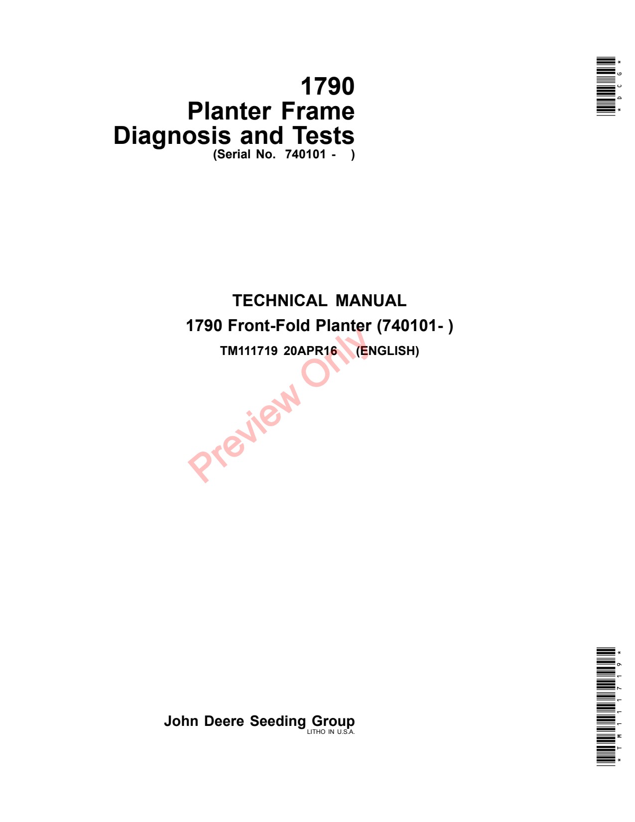 John Deere 1790 Planter Diagnostic Technical Manual TM111719 1 John Deere 1790 Planter Diagnostic Technical Manual TM111719