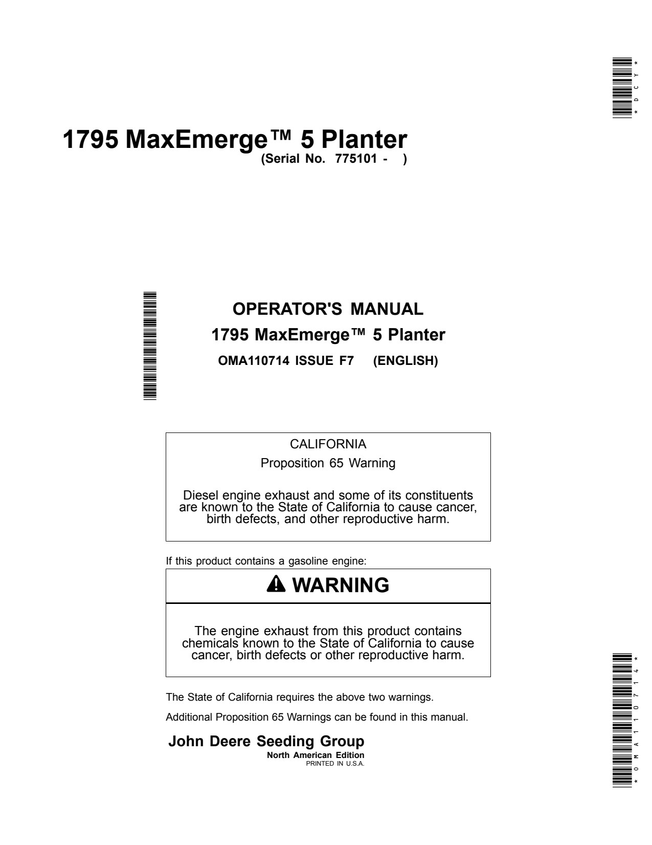 John Deere 1795 Planter Operator Manual OMA110714 1 John Deere 1795 Planter Operator Manual OMA110714