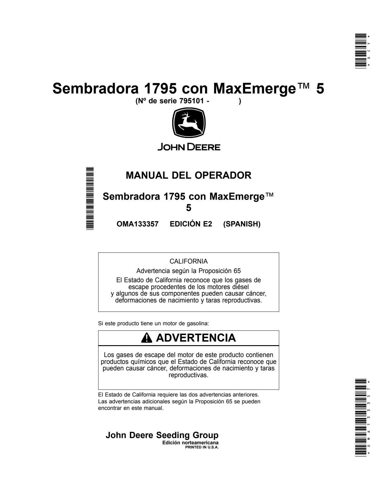 John Deere 1795 Planter Operator Manual OMA133357 ES 1 John Deere 1795 Planter Operator Manual OMA133357 ES