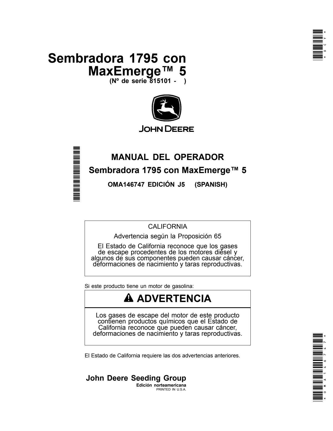John Deere 1795 Planter Operator Manual OMA146747 ES 1 John Deere 1795 Planter Operator Manual OMA146747 ES
