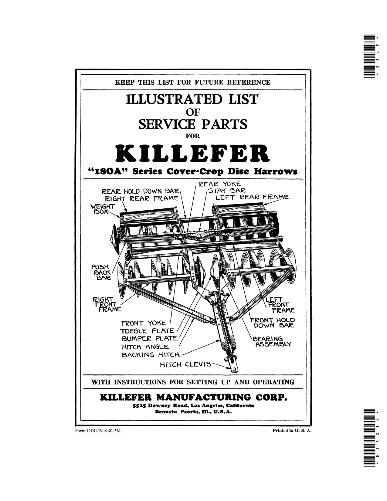 John Deere 180A Cover-crop Disk Harrow Operator Manual DIR219 1 John Deere 180A Cover-crop Disk Harrow Operator Manual DIR219