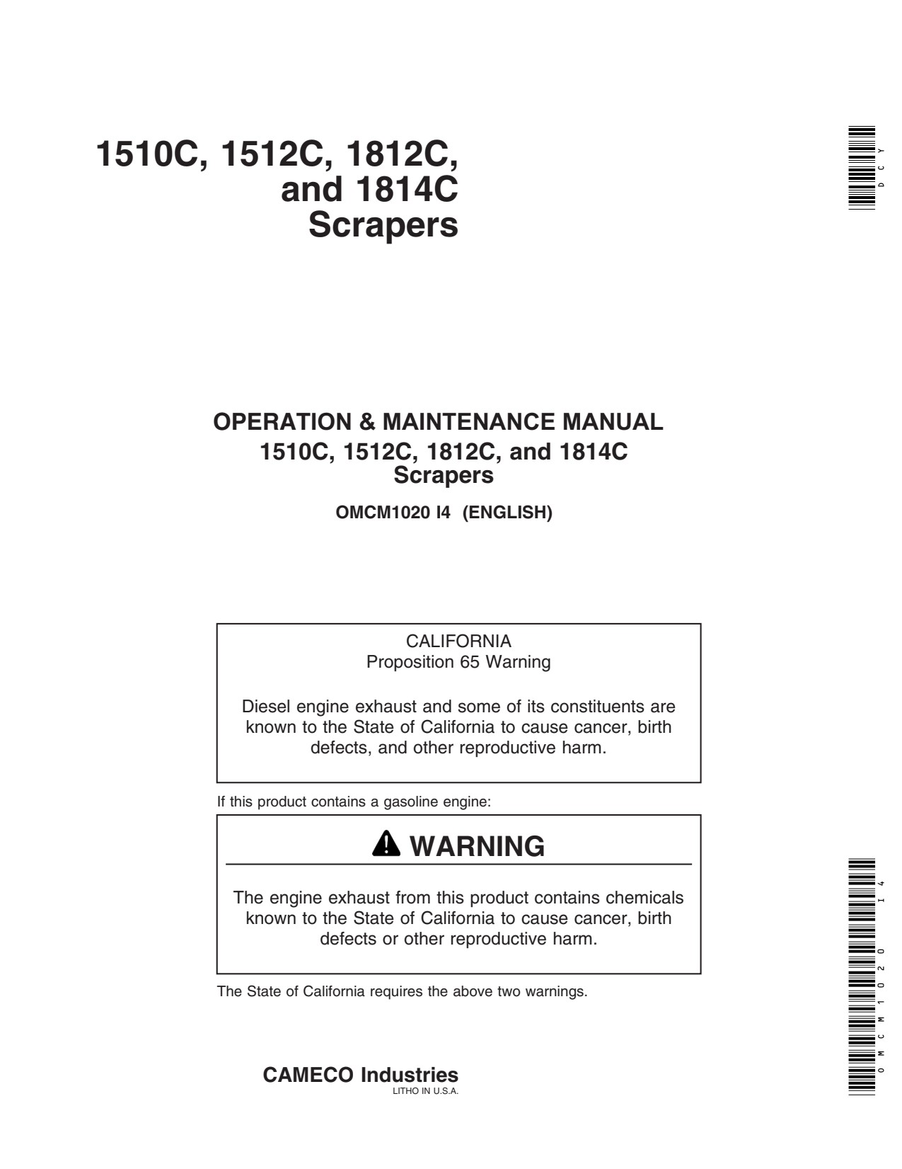 John Deere 1812C 1814C 1510C 1512C Carry-all Scraper Operator Manual OMCM1020 1 John Deere 1812C 1814C 1510C 1512C Carry-all Scraper Operator Manual OMCM1020