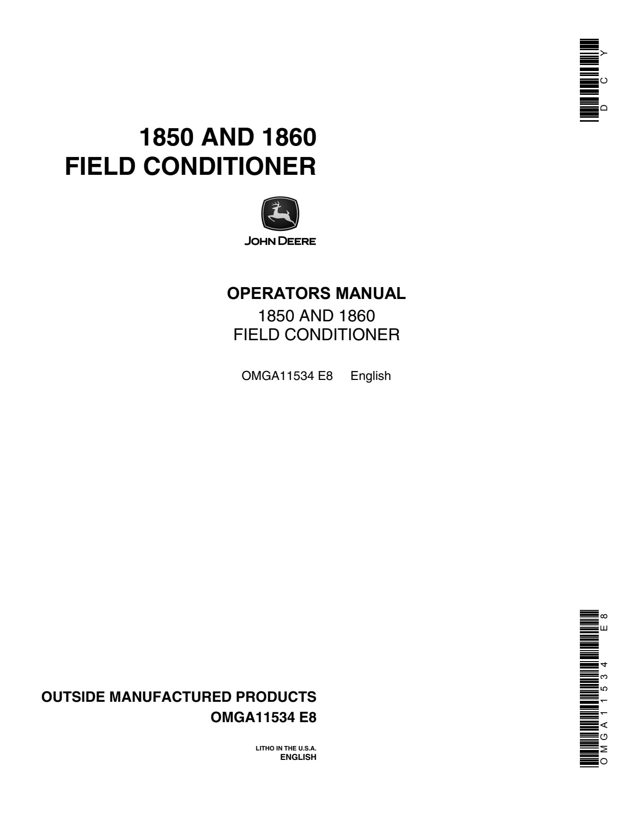 John Deere 1850 1860 Field Conditioners Operator Manual OMGA11534 1 John Deere 1850 1860 Field Conditioners Operator Manual OMGA11534