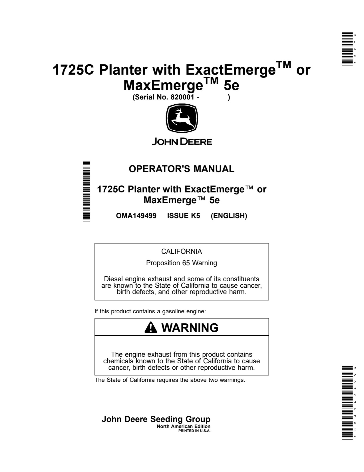 John Deere 1870 1725C 5E Planter Operator Manual OMA149499 1 John Deere 1870 1725C 5E Planter Operator Manual OMA149499