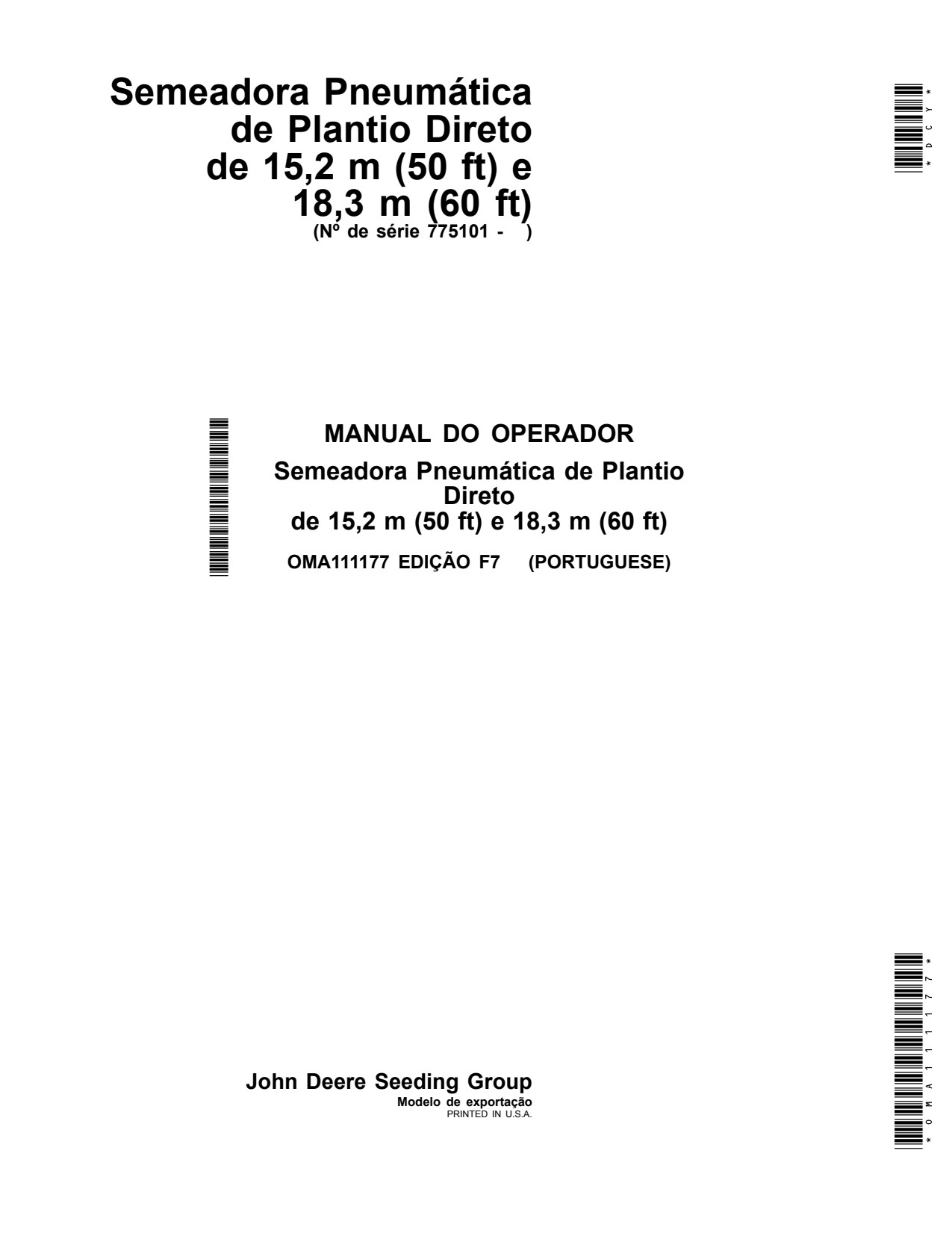 John Deere 1890 15 50 60 No-till Air Drill Operator Manual OMA111177 PT 1 John Deere 1890 15 50 60 No-till Air Drill Operator Manual OMA111177 PT