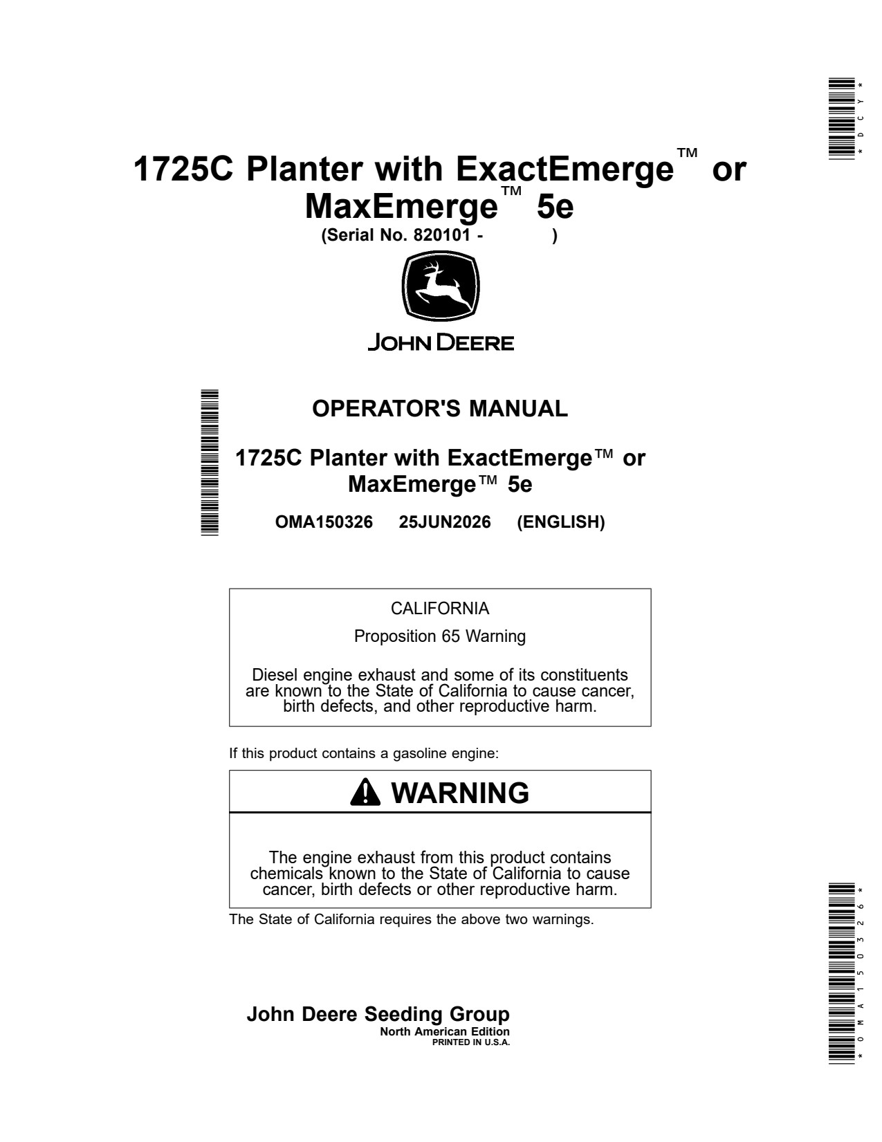 John Deere 1890 1895 1725C 5E Planter Operator Manual OMA150326 1 John Deere 1890 1895 1725C 5E Planter Operator Manual OMA150326
