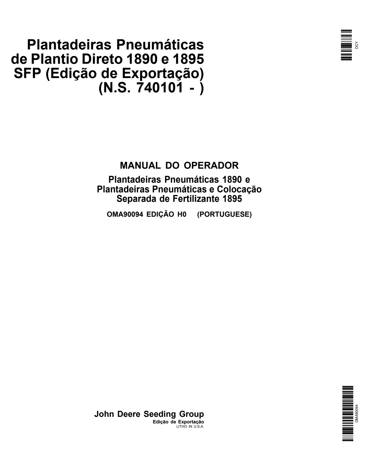 John Deere 1890 1895 No-till Air Drill Operator Manual OMA90094 PT 1 John Deere 1890 1895 No-till Air Drill Operator Manual OMA90094 PT