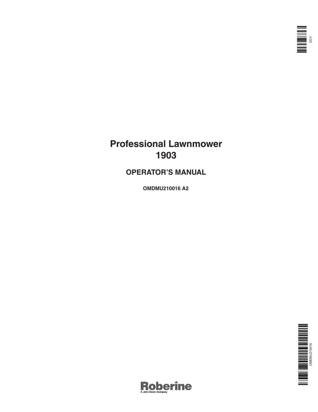 John Deere 1903 Area Reel Mower Operator Manual OMDMU210016 1 John Deere 1903 Area Reel Mower Operator Manual OMDMU210016