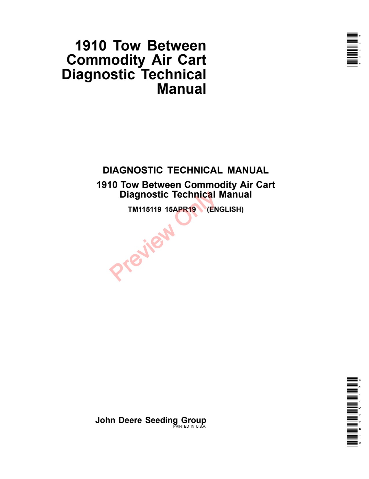 John Deere 1910 Commodity Air Cart Diagnostic Technical Manual TM115119 1 John Deere 1910 Commodity Air Cart Diagnostic Technical Manual TM115119