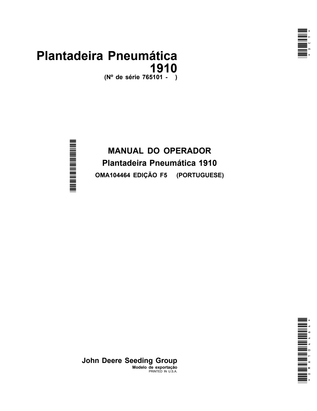 John Deere 1910 Commodity Air Cart Operator Manual OMA104464 PT 1 John Deere 1910 Commodity Air Cart Operator Manual OMA104464 PT