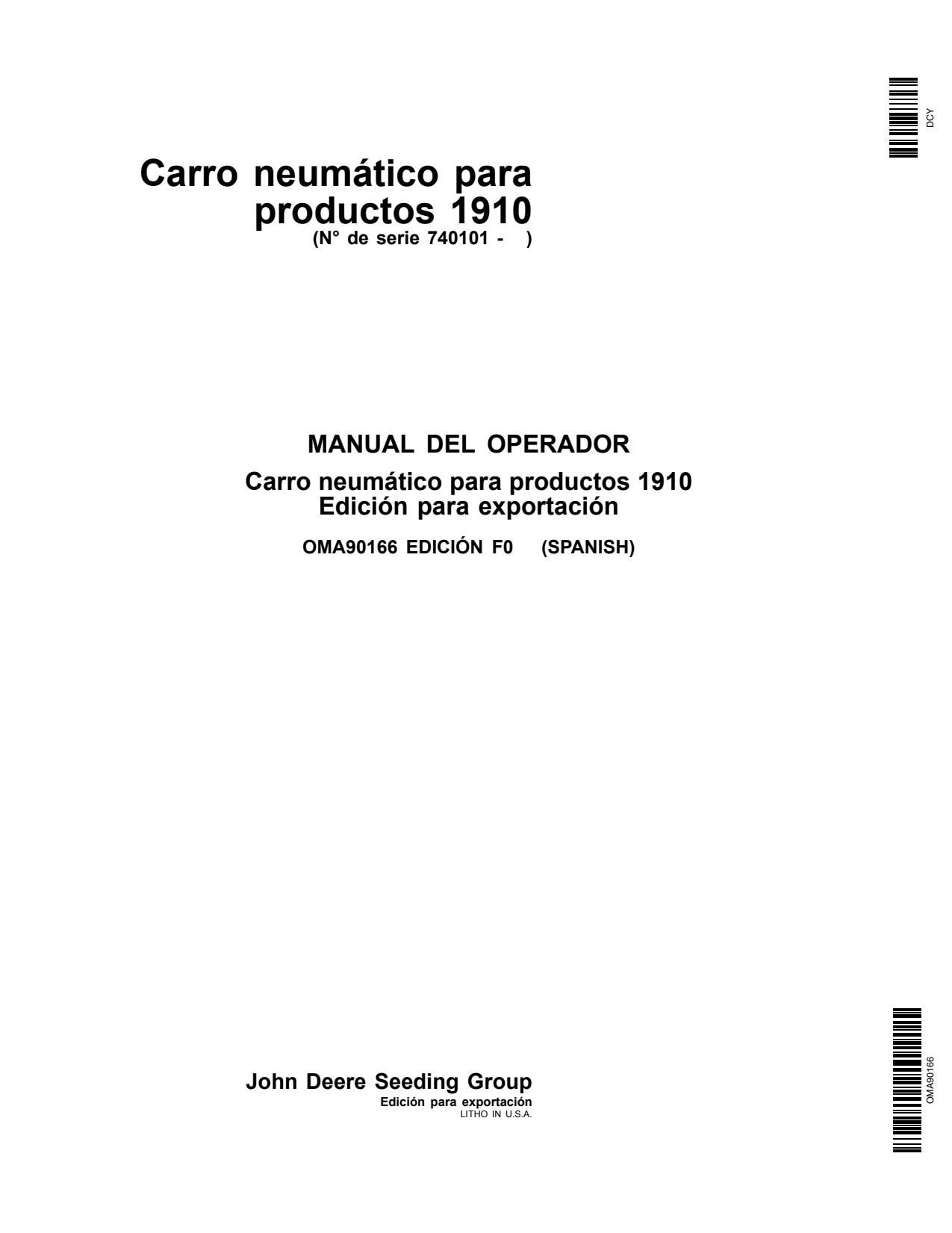 John Deere 1910 Commodity Air Cart Operator Manual OMA90166 ES 1 John Deere 1910 Commodity Air Cart Operator Manual OMA90166 ES