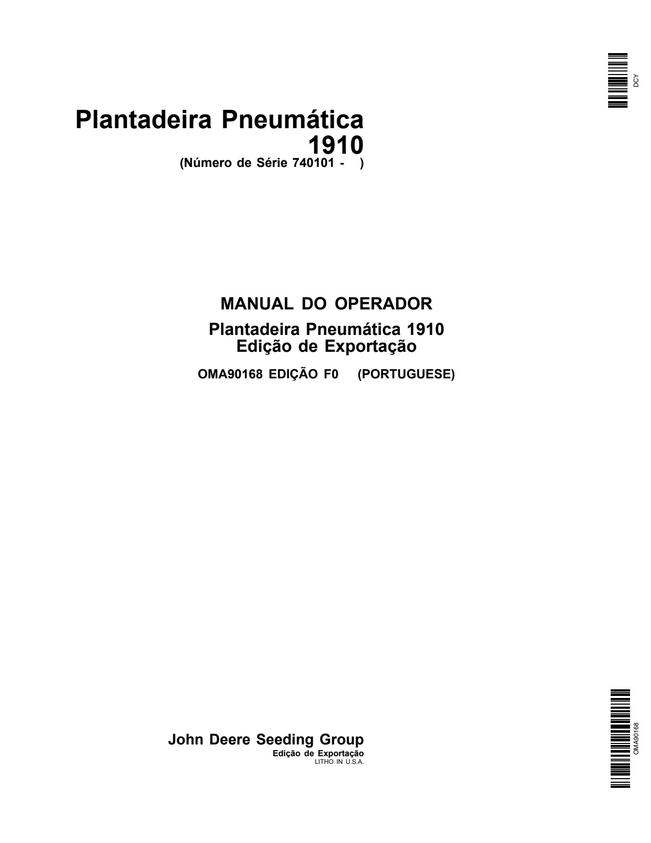 John Deere 1910 Commodity Air Cart Operator Manual OMA90168 PT 1 John Deere 1910 Commodity Air Cart Operator Manual OMA90168 PT
