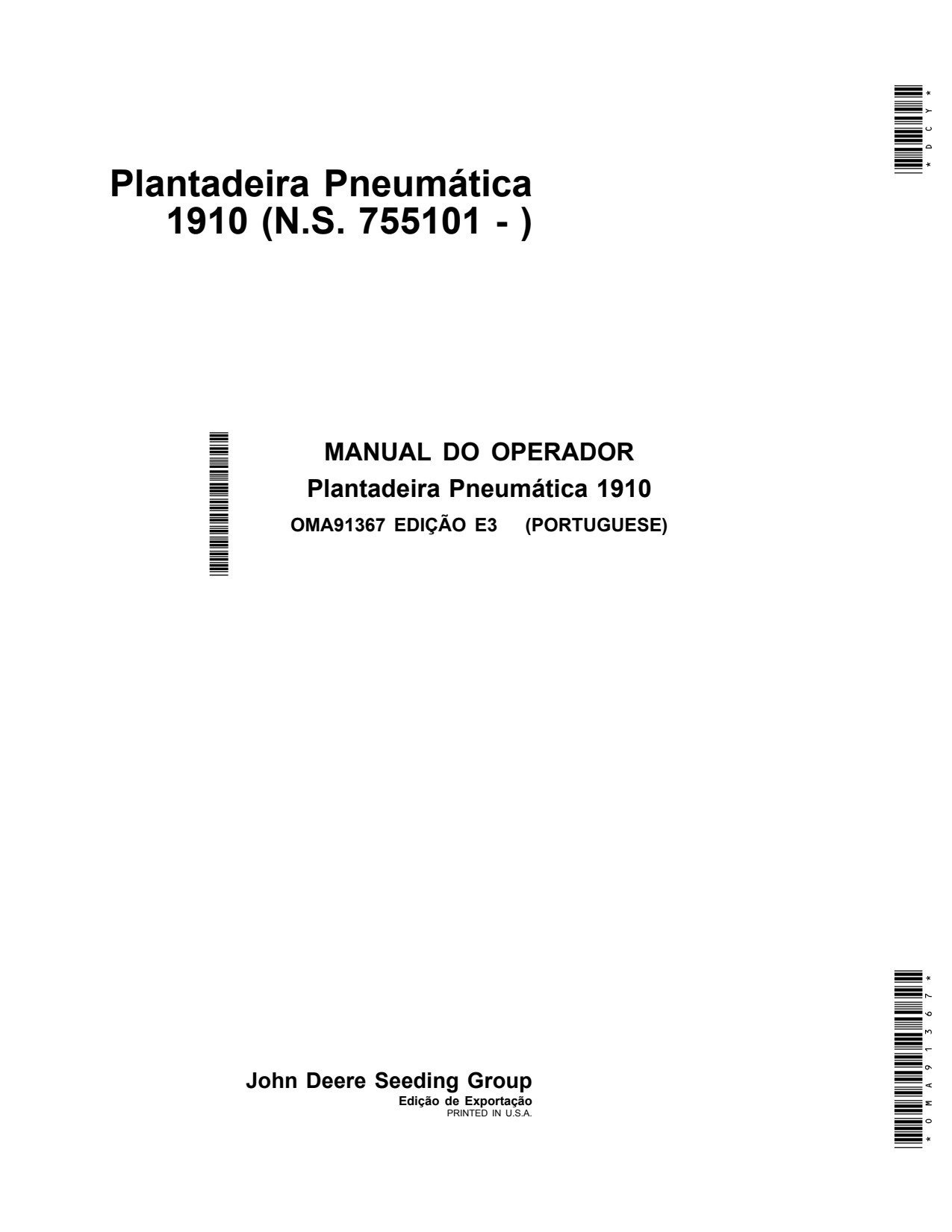 John Deere 1910 Commodity Air Cart Operator Manual OMA91367 PT 1 John Deere 1910 Commodity Air Cart Operator Manual OMA91367 PT