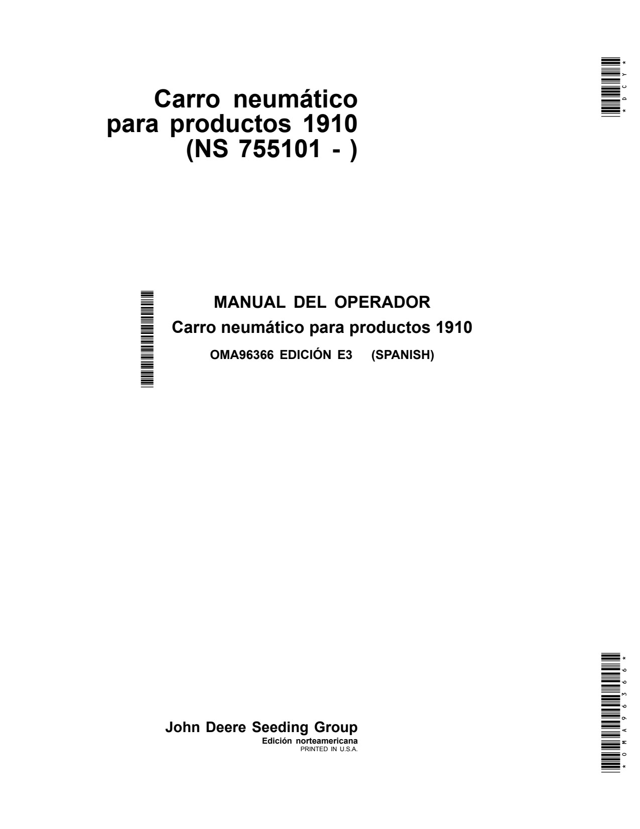 John Deere 1910 Commodity Air Cart Operator Manual OMA96366 ES 1 John Deere 1910 Commodity Air Cart Operator Manual OMA96366 ES