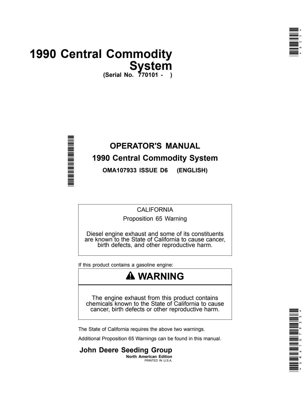 John Deere 1990 Air Seeder Operator Manual OMA107933 1 John Deere 1990 Air Seeder Operator Manual OMA107933