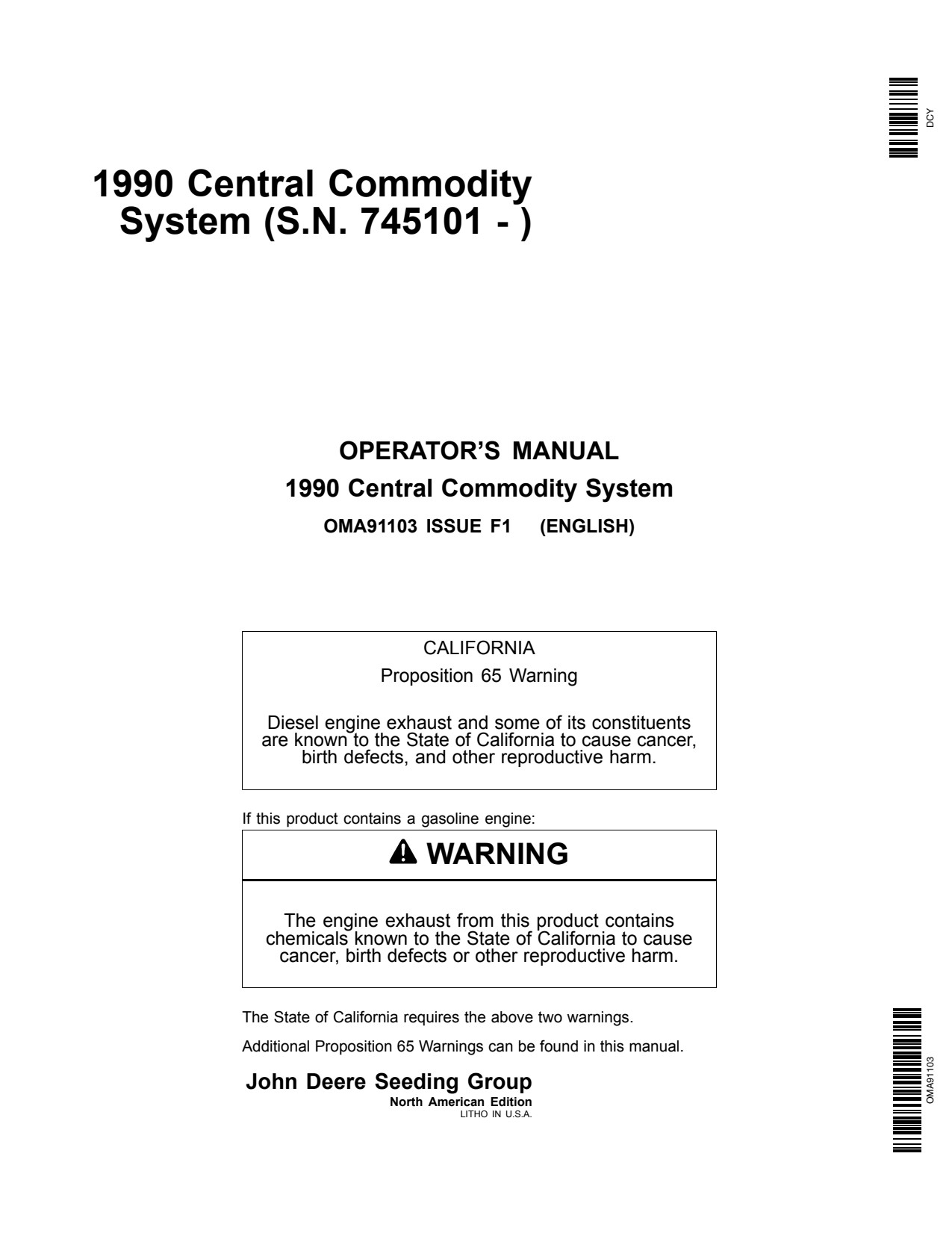 John Deere 1990 Air Seeder Operator Manual OMA91103 1 John Deere 1990 Air Seeder Operator Manual OMA91103