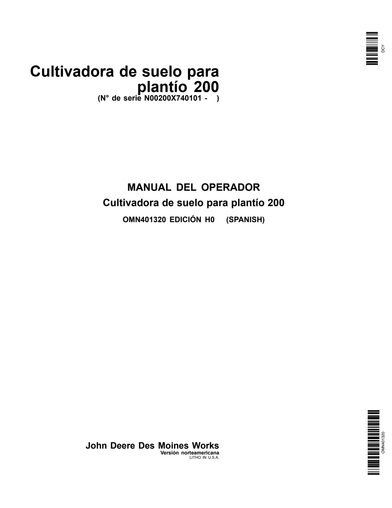 John Deere 200 Seedbed Finisher Operator Manual OMN401320 ES 1 John Deere 200 Seedbed Finisher Operator Manual OMN401320 ES