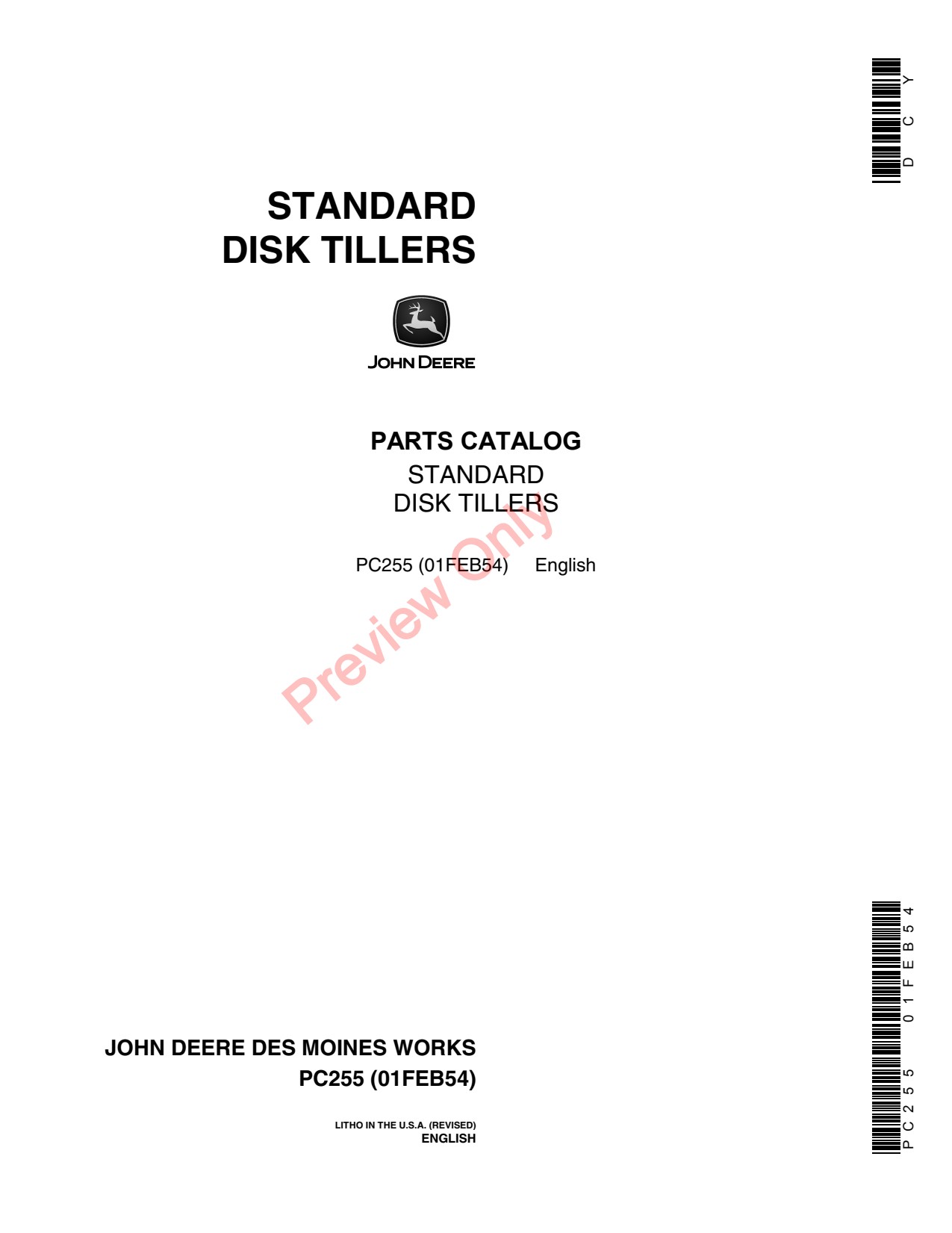 John Deere 200A-H 220 220A 250 250A-H 260A-H 300B-H 400 400A 400B-H 470B-H Standard Disk Tiller Parts Catalog PC255 1 John Deere 200A-H 220 220A 250 250A-H 260A-H 300B-H 400 400A 400B-H 470B-H Standard Disk Tiller Parts Catalog PC255