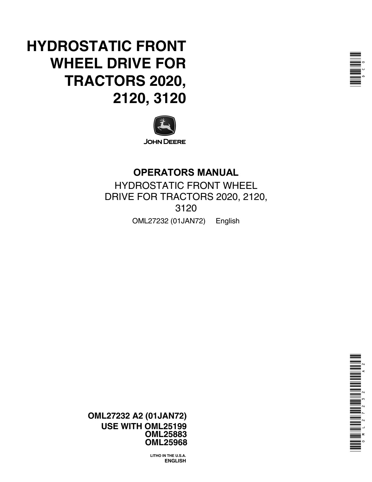John Deere 2020 2120 3120 Tractor Operator Manual OML27232 1 John Deere 2020 2120 3120 Tractor Operator Manual OML27232