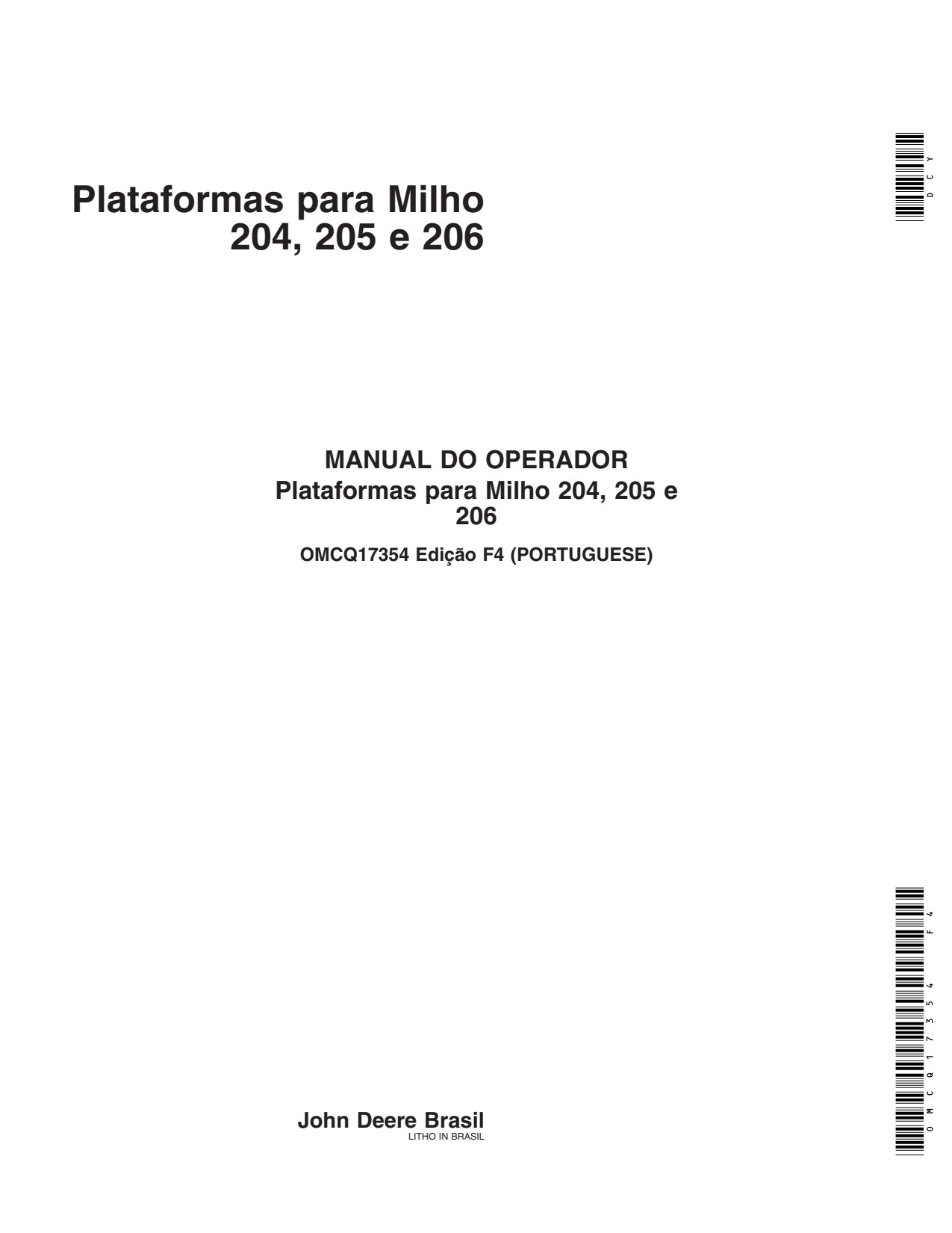 John Deere 204 to 206 1165 1175 Corn Head Operator Manual OMCQ17354 PT 1 John Deere 204 to 206 1165 1175 Corn Head Operator Manual OMCQ17354 PT