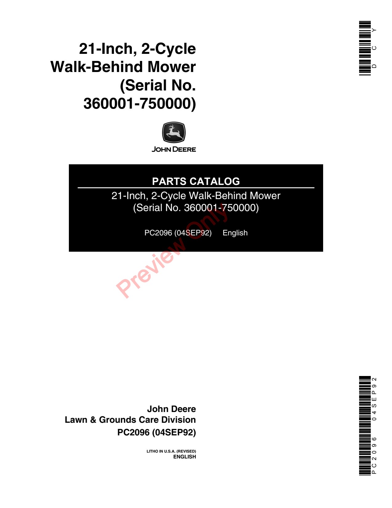John Deere 21 Inch 12PM 12PB 21-Inch 12SB 12SM 12SE Cycle Walk-Behind Mower Parts Catalog PC2096 1 John Deere 21 Inch 12PM 12PB 21-Inch 12SB 12SM 12SE Cycle Walk-Behind Mower Parts Catalog PC2096