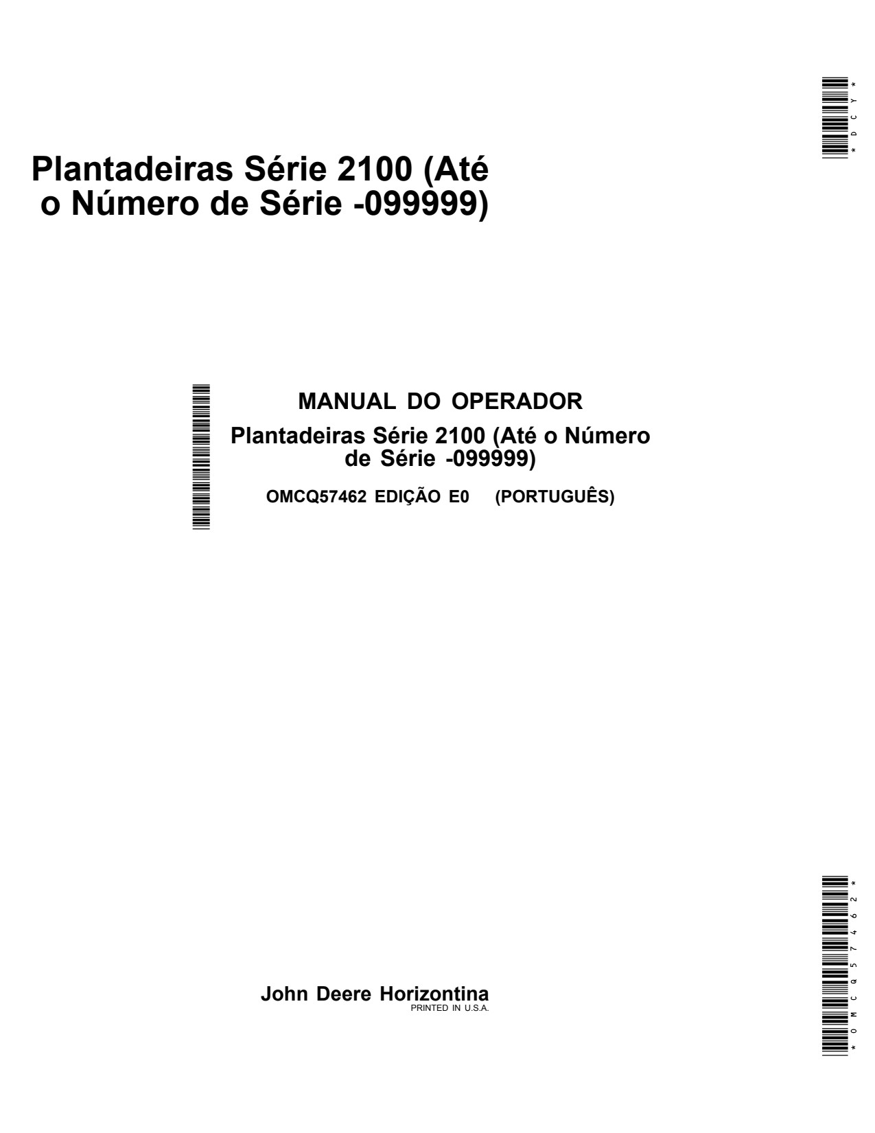 John Deere 2109 to 2117 2122 2134 2100 Planter Operator Manual OMCQ57462 PT 1 John Deere 2109 to 2117 2122 2134 2100 Planter Operator Manual OMCQ57462 PT