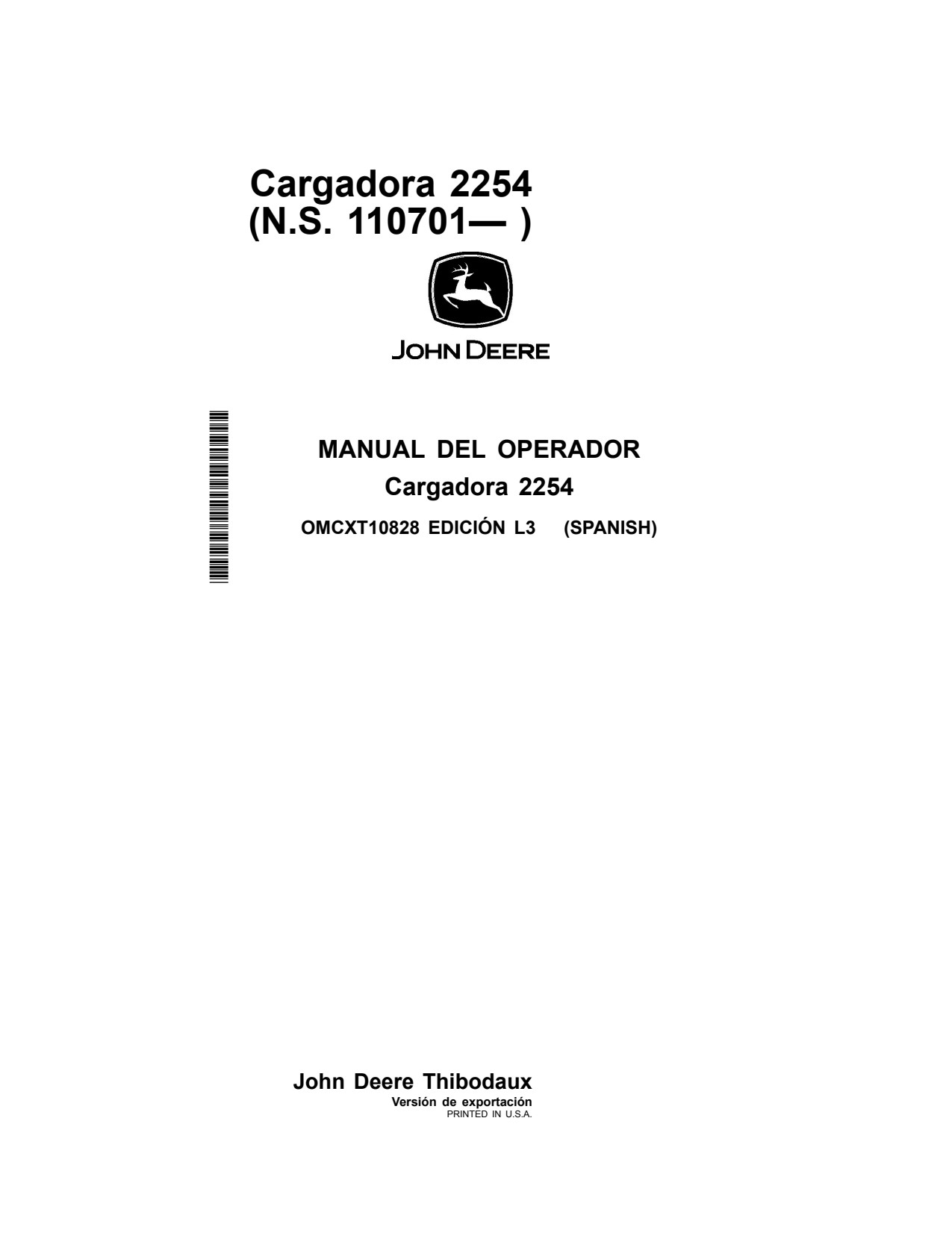 John Deere 2254 Loader Operator Manual OMCXT10828 ES 1 John Deere 2254 Loader Operator Manual OMCXT10828 ES