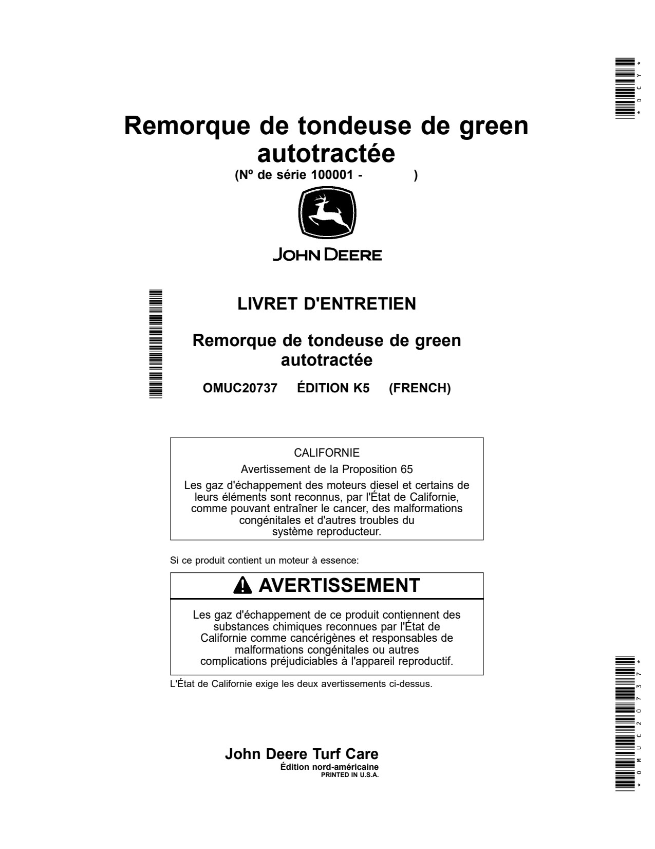 John Deere 22B Greens Mower Trailer Operator Manual OMUC20737 FR 1 John Deere 22B Greens Mower Trailer Operator Manual OMUC20737 FR