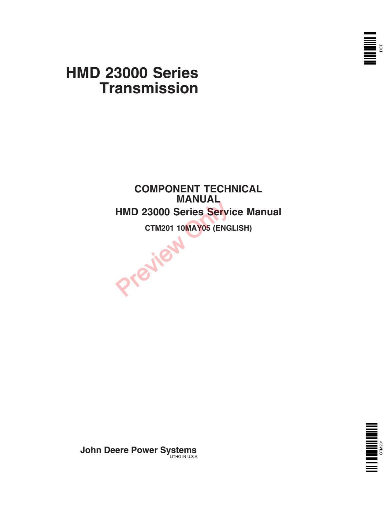 John Deere 23000 Transmission Component Technical Manual CTM201 1 John Deere 23000 Transmission Component Technical Manual CTM201