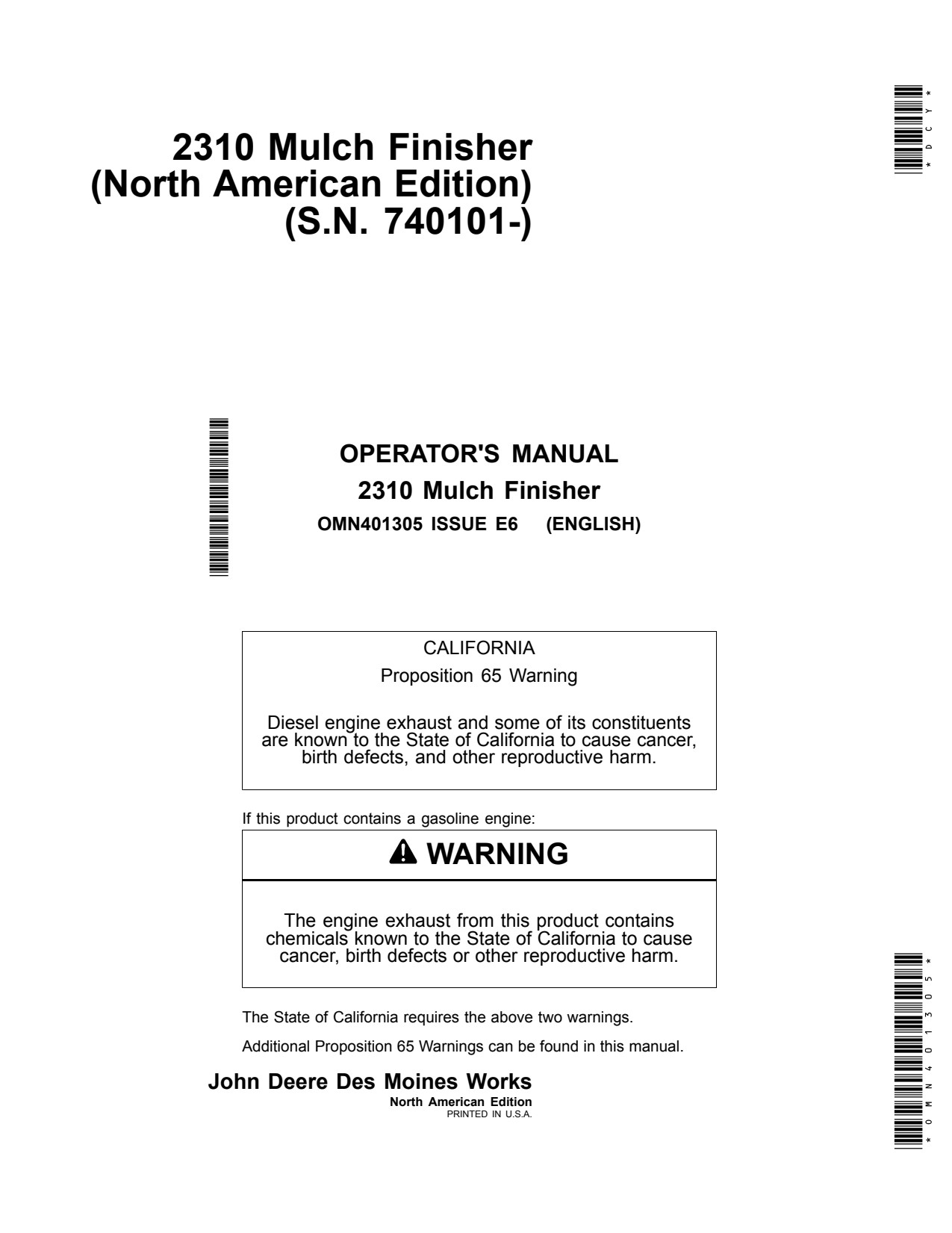 John Deere 2310 Mulch Finisher Operator Manual OMN401305 1 John Deere 2310 Mulch Finisher Operator Manual OMN401305