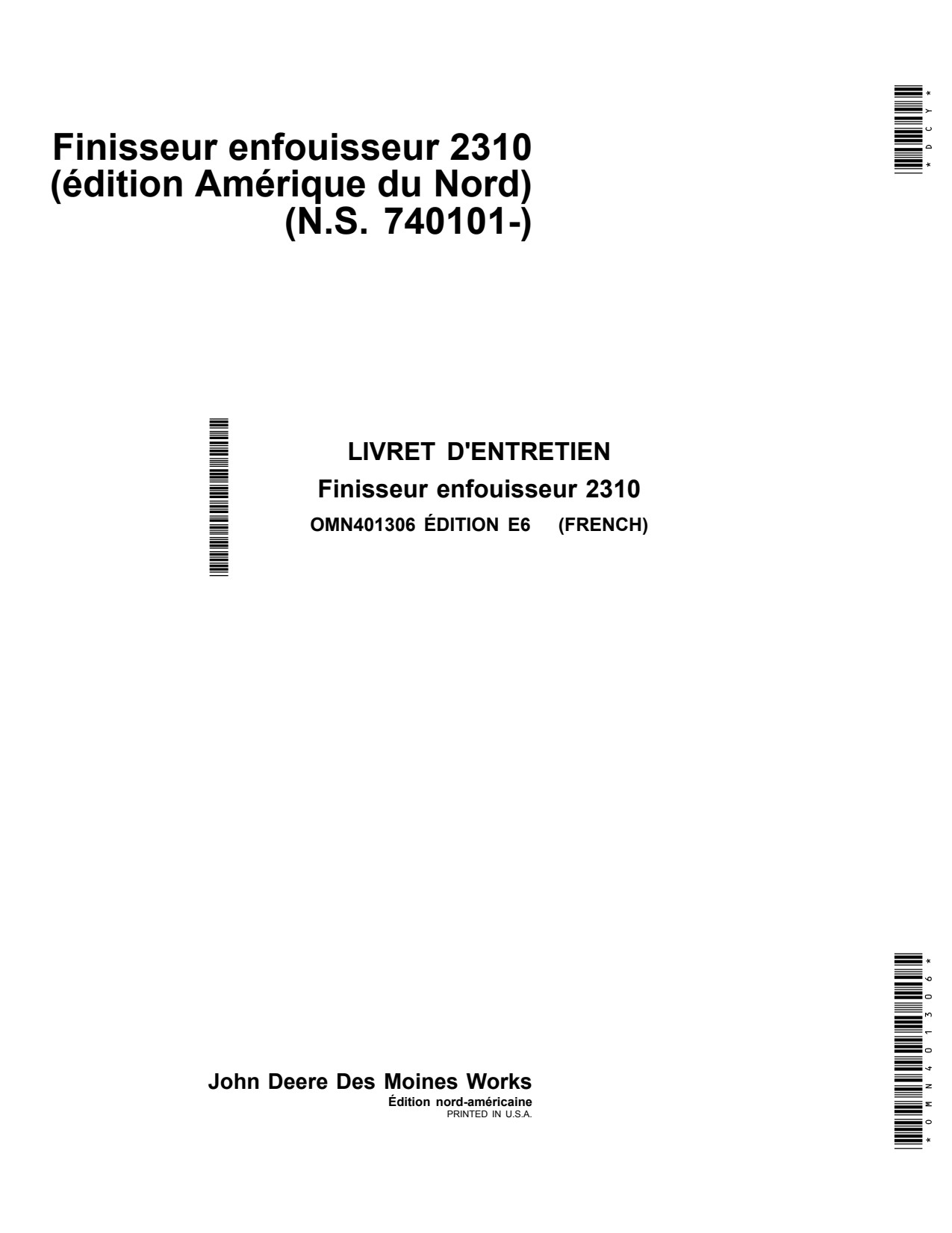 John Deere 2310 Mulch Finisher Operator Manual OMN401306 FR 1 John Deere 2310 Mulch Finisher Operator Manual OMN401306 FR