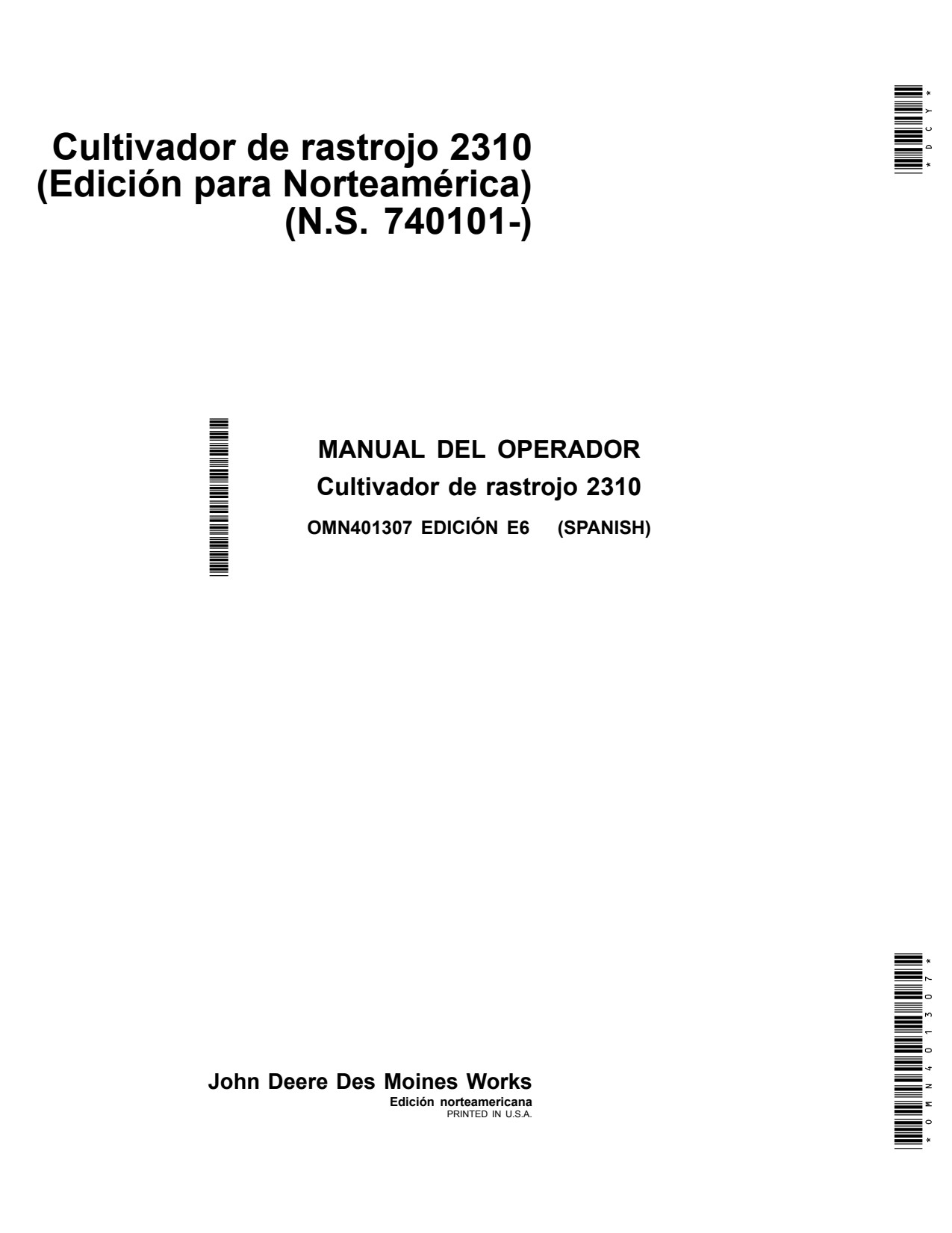 John Deere 2310 Mulch Finisher Operator Manual OMN401307 ES 1 John Deere 2310 Mulch Finisher Operator Manual OMN401307 ES