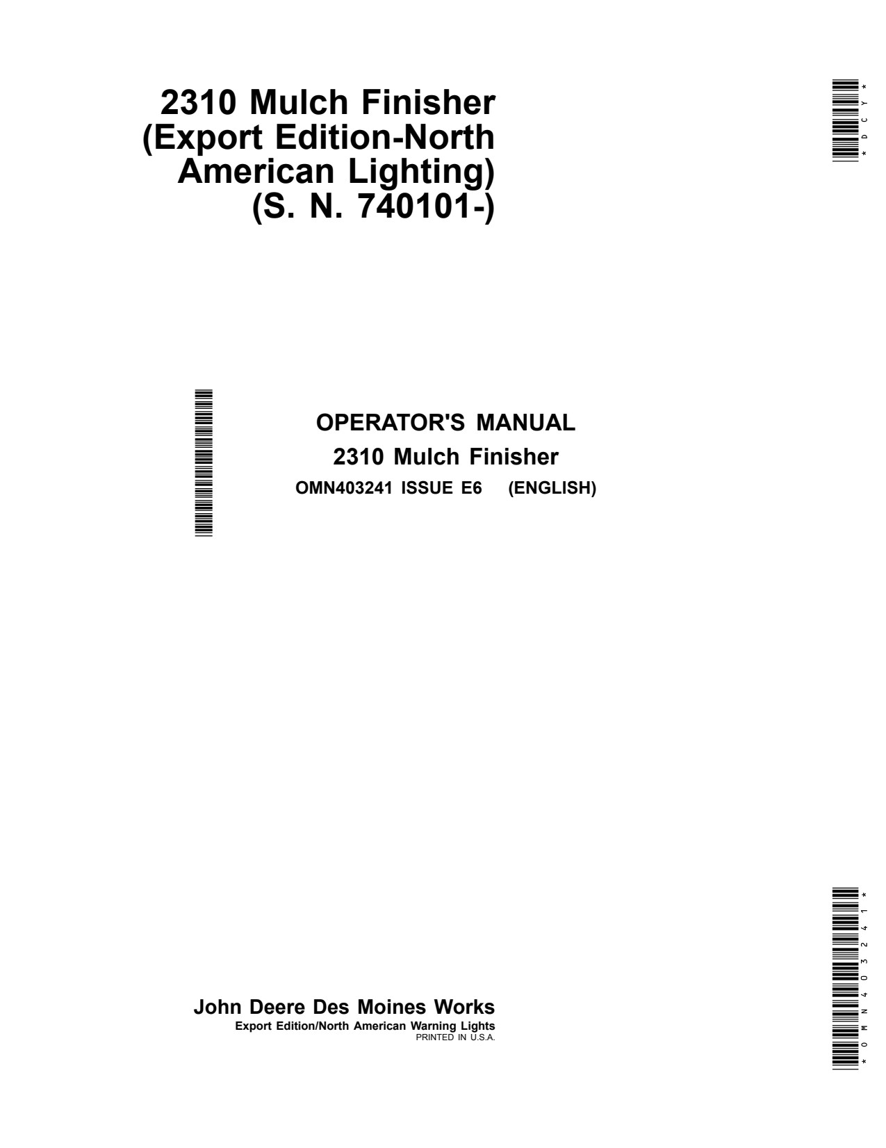 John Deere 2310 Mulch Finisher Operator Manual OMN403241 1 John Deere 2310 Mulch Finisher Operator Manual OMN403241