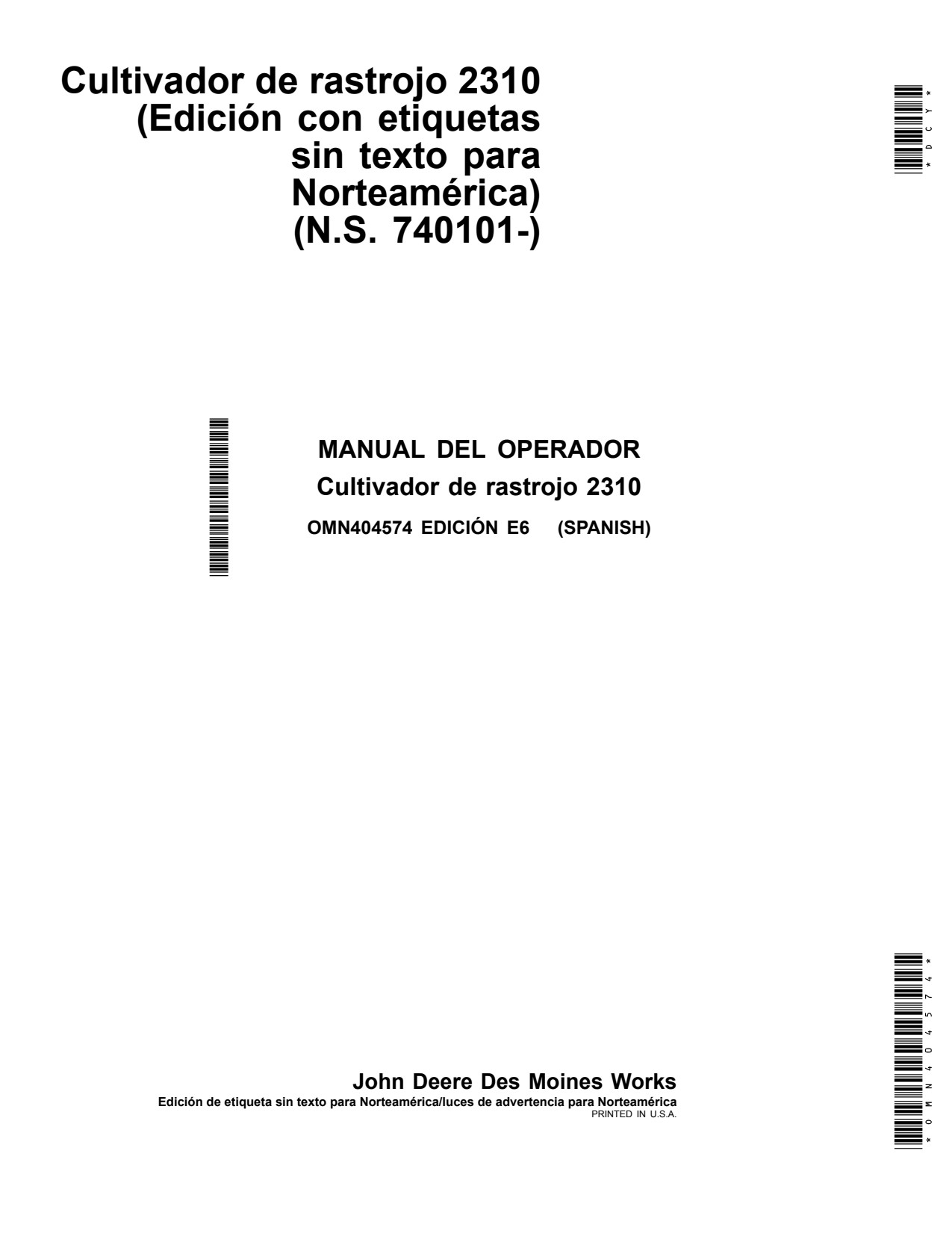 John Deere 2310 Mulch Finisher Operator Manual OMN404574 ES 1 John Deere 2310 Mulch Finisher Operator Manual OMN404574 ES