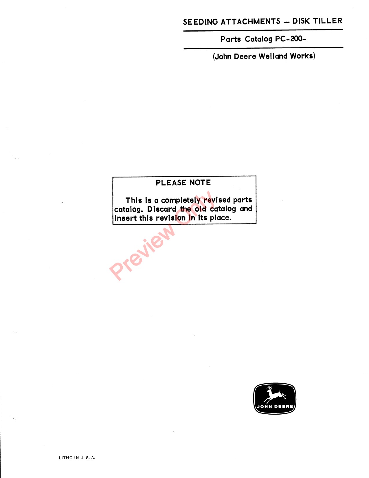 John Deere 2400 990 1000 Seeding Attachment Parts Catalog PC200 1 John Deere 2400 990 1000 Seeding Attachment Parts Catalog PC200