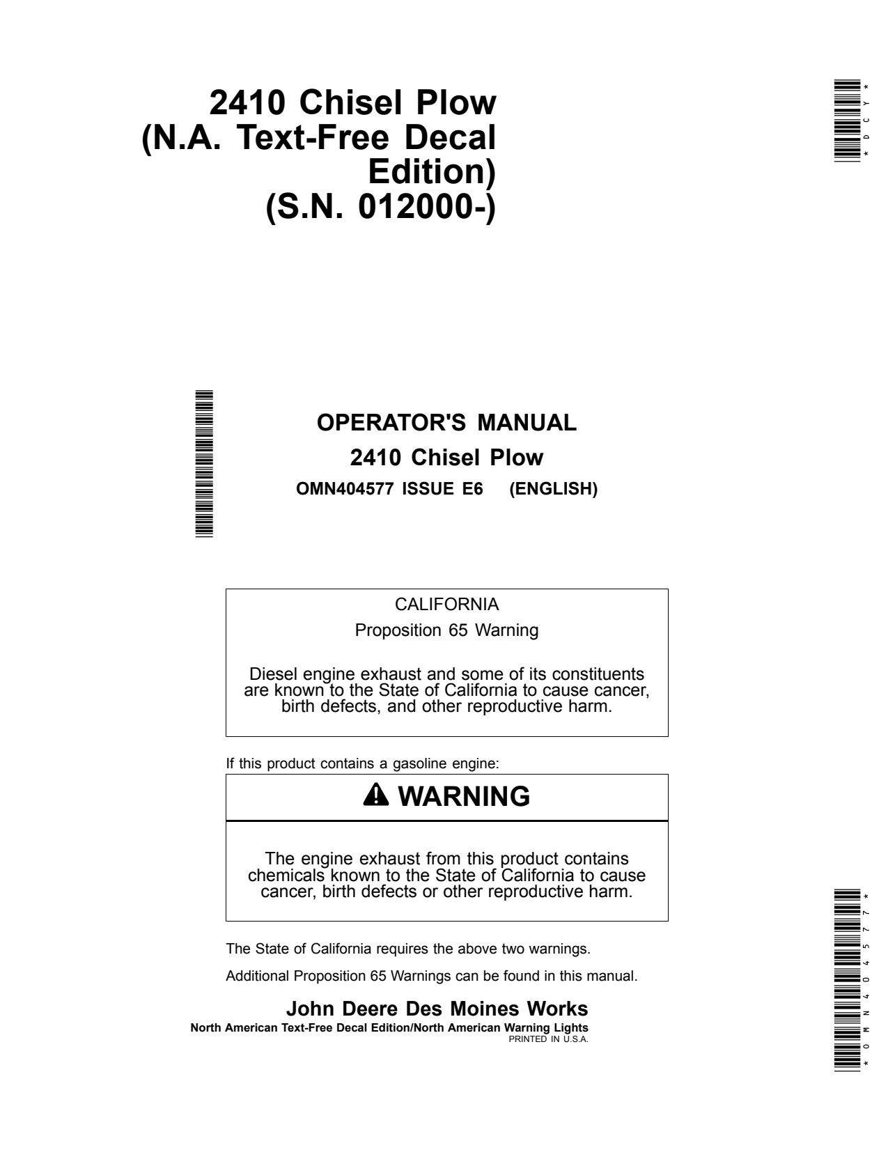 John Deere 2410 Chisel Plow Operator Manual OMN404577 1 John Deere 2410 Chisel Plow Operator Manual OMN404577
