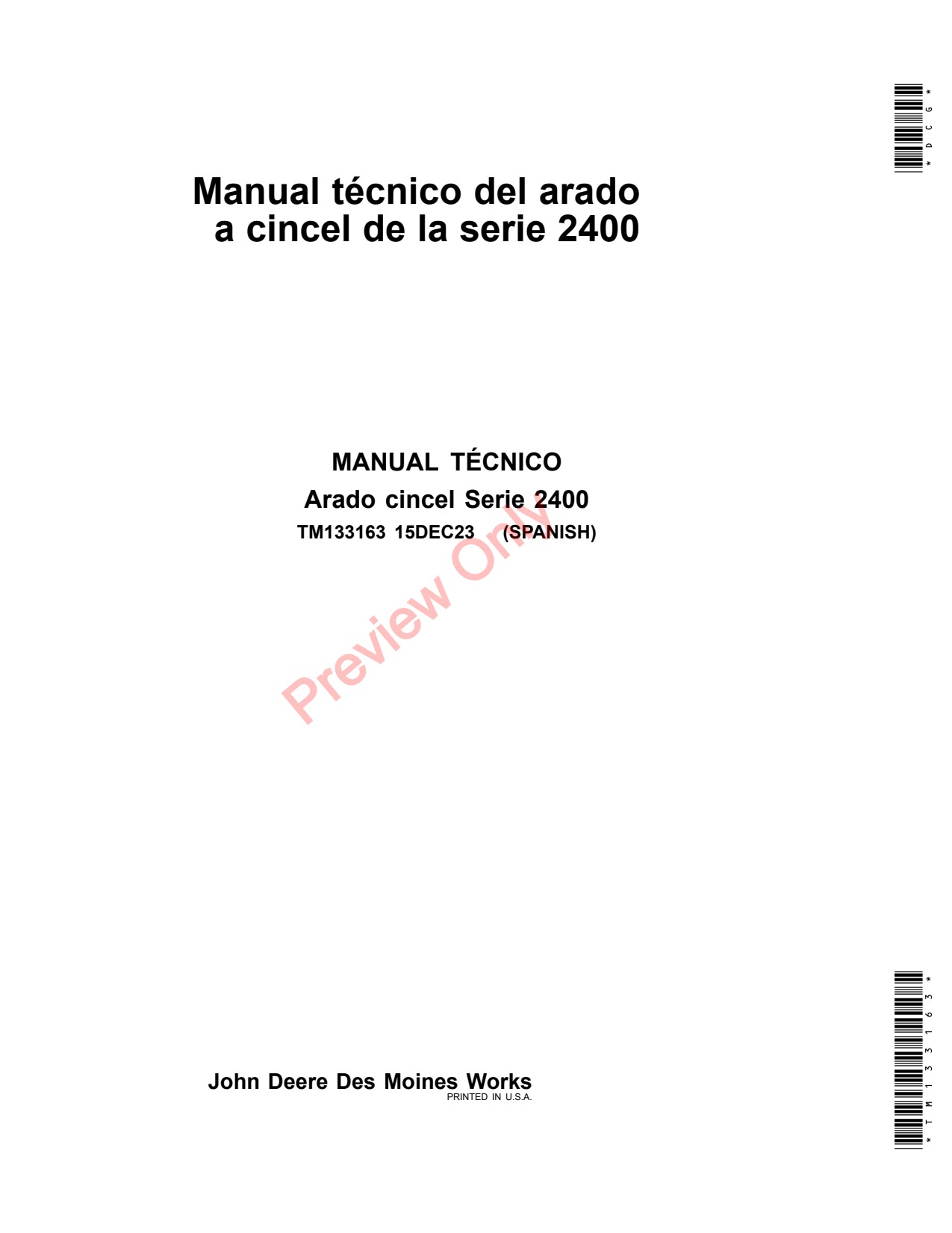 John Deere 2430 Chisel Plow Technical Manual TM133163 ES 1 John Deere 2430 Chisel Plow Technical Manual TM133163 ES