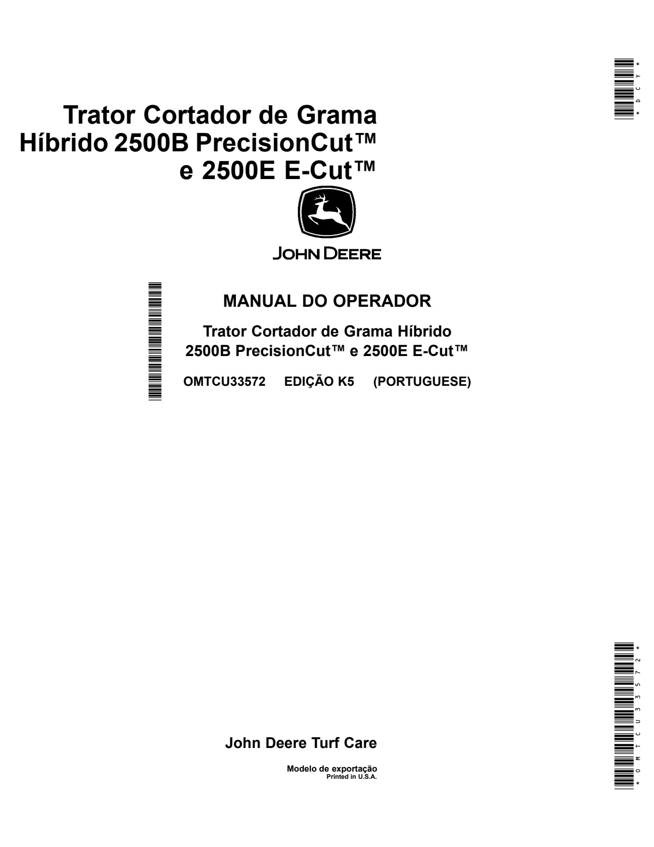 John Deere 2500B 2500E Riding Greens Mower Operator Manual OMTCU33572 PT 1 John Deere 2500B 2500E Riding Greens Mower Operator Manual OMTCU33572 PT