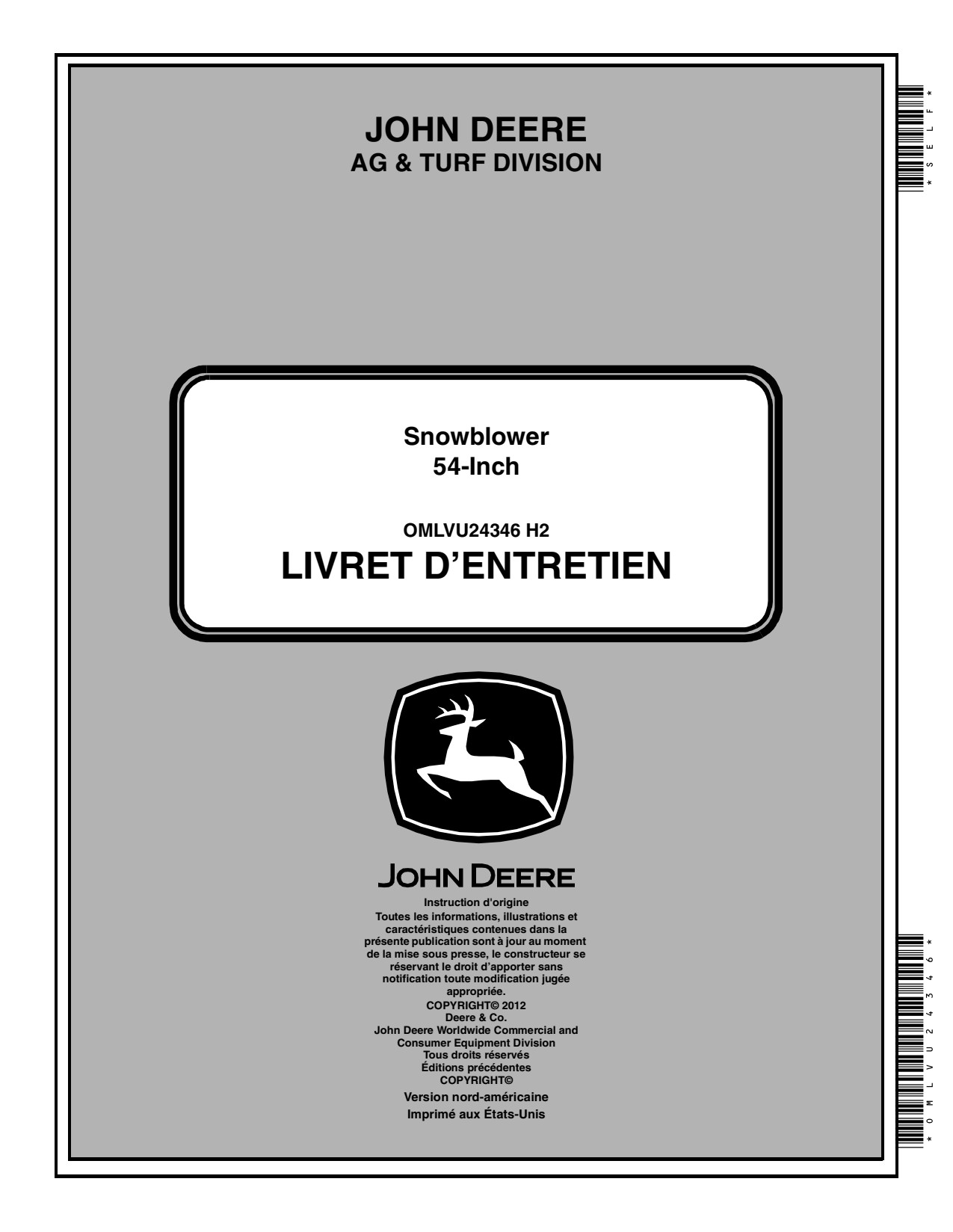 John Deere 2520 2320 2305 2720 54 Inch Compact Utility Tractor Operator Manual OMLVU24346 FR 1 John Deere 2520 2320 2305 2720 54 Inch Compact Utility Tractor Operator Manual OMLVU24346 FR